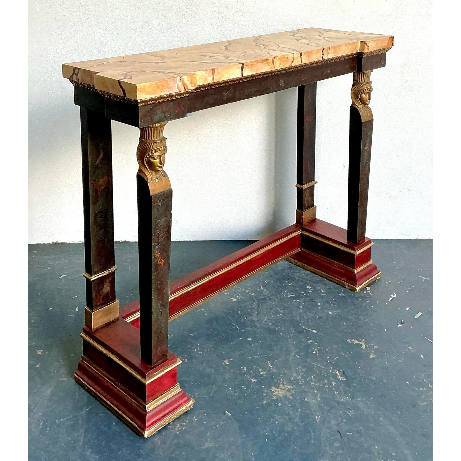Vintage Regency Faux Finished Empire Console Table - Side view