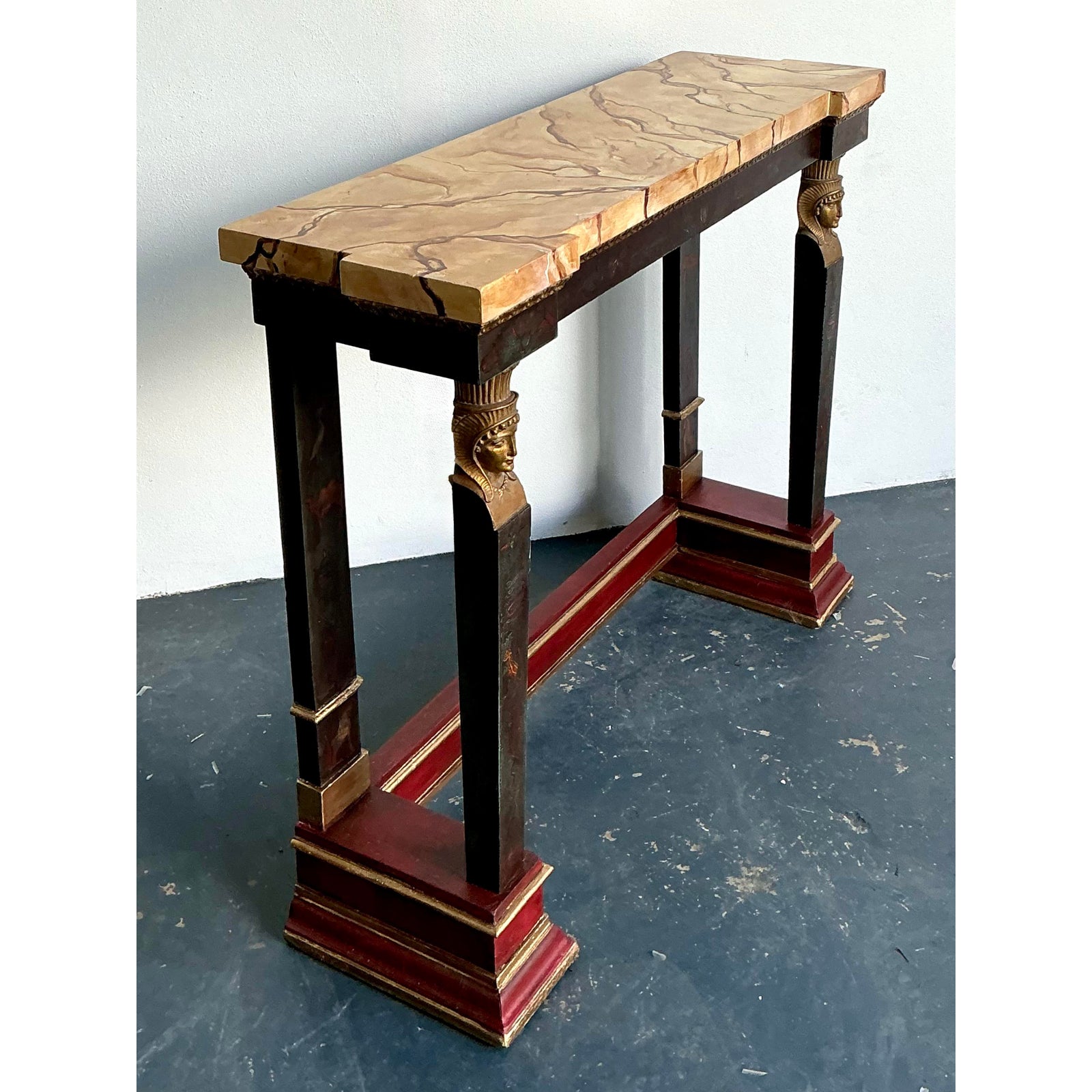 Vintage Regency Faux Finished Empire Console Table - Top view