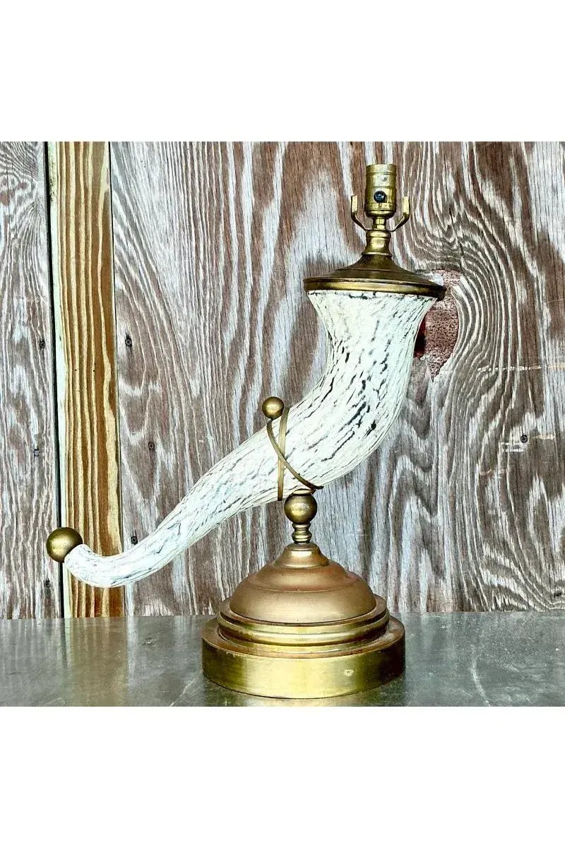 Vintage Regency Faux Horn Lamp - Side view