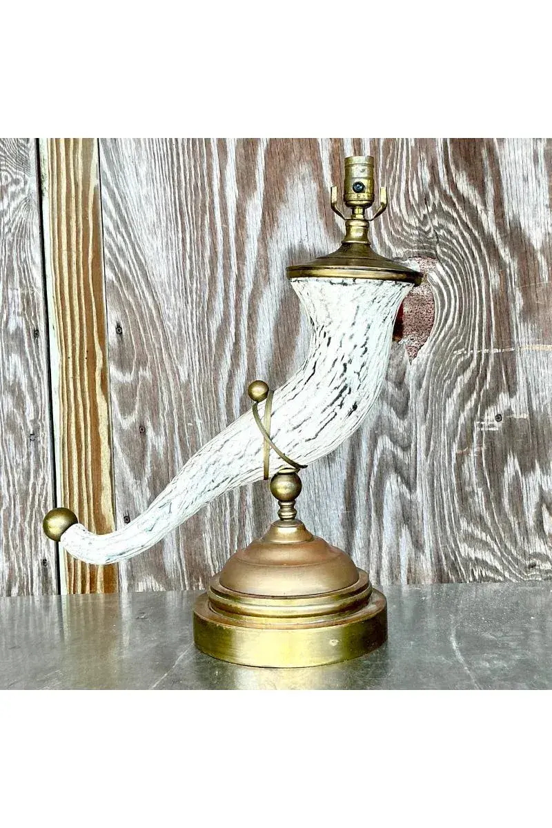 Vintage Regency Faux Horn Lamp - Back view