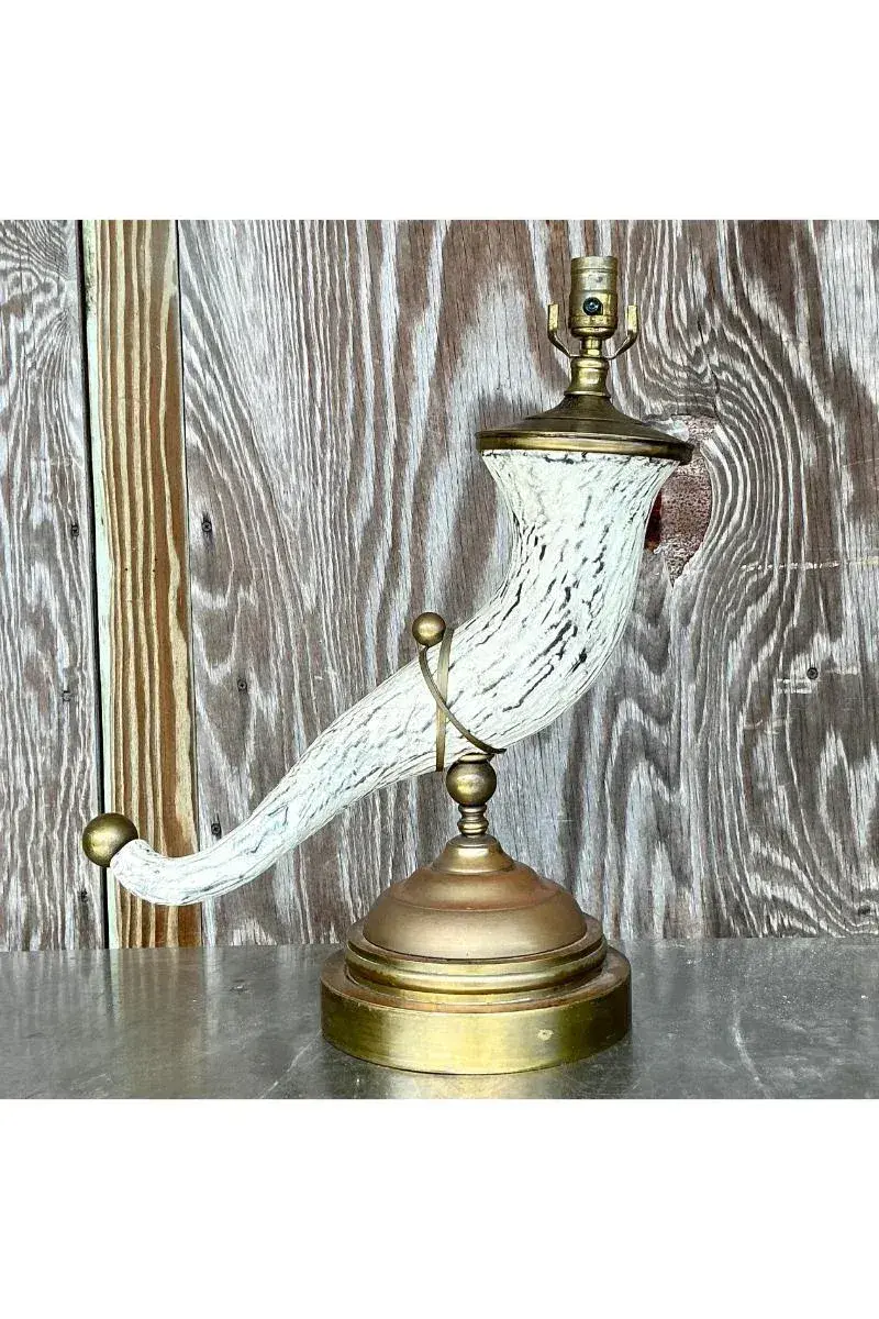 Vintage Regency Faux Horn Lamp - Top view