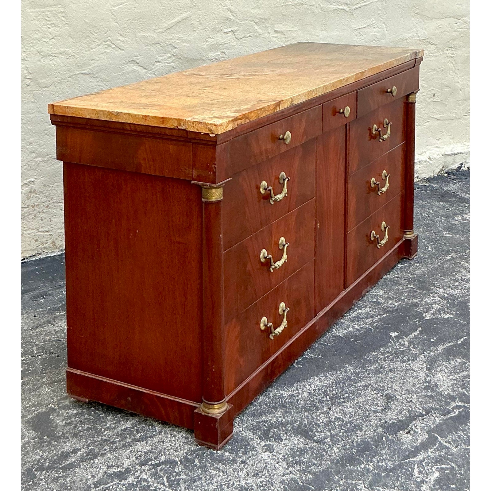 Vintage Regency Flame Mahogany Empire Credenza - Top view