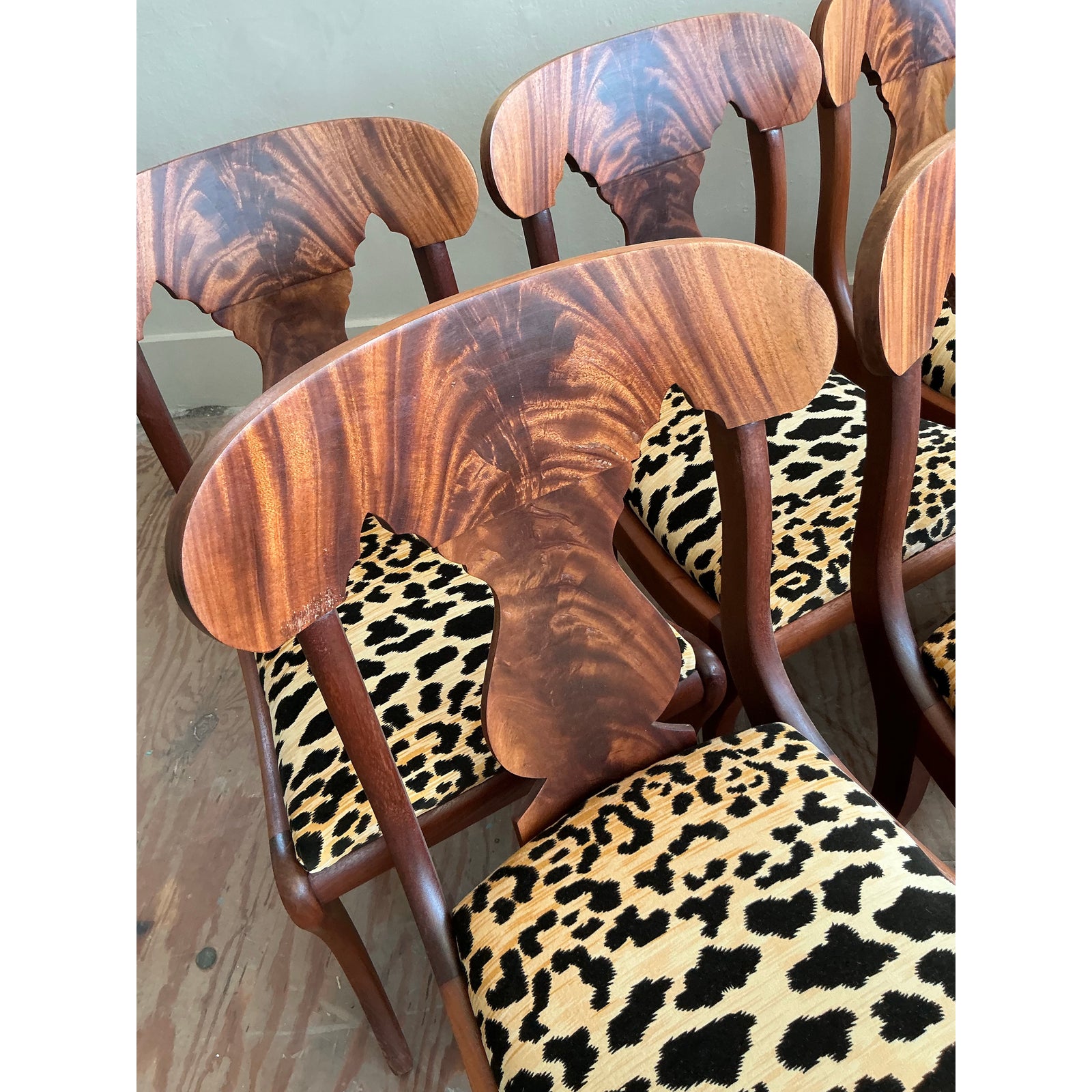 Vintage Regency Flame Mahogany Empire Dining Chairs - Set of 8 - Top view