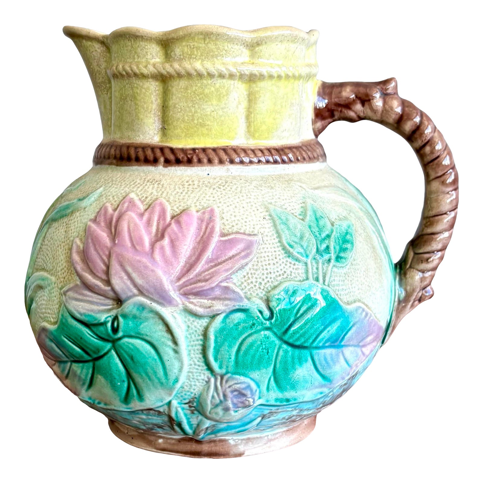 Vintage Regency Floral Ceramic Pitcher - Detail view