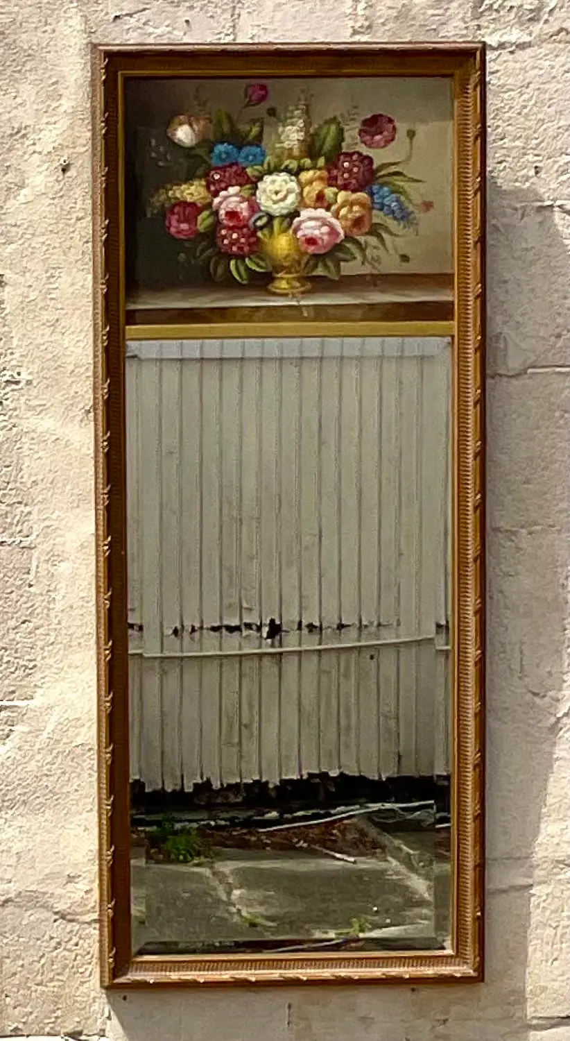 Vintage Regency Floral Trumeau Mirror - Back view