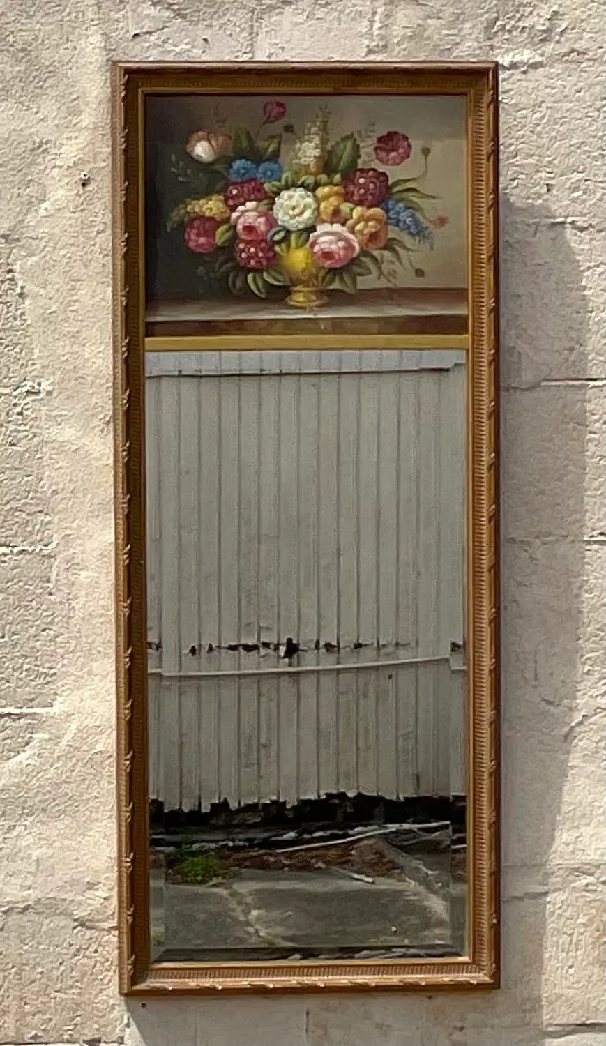 Vintage Regency Floral Trumeau Mirror - Side view