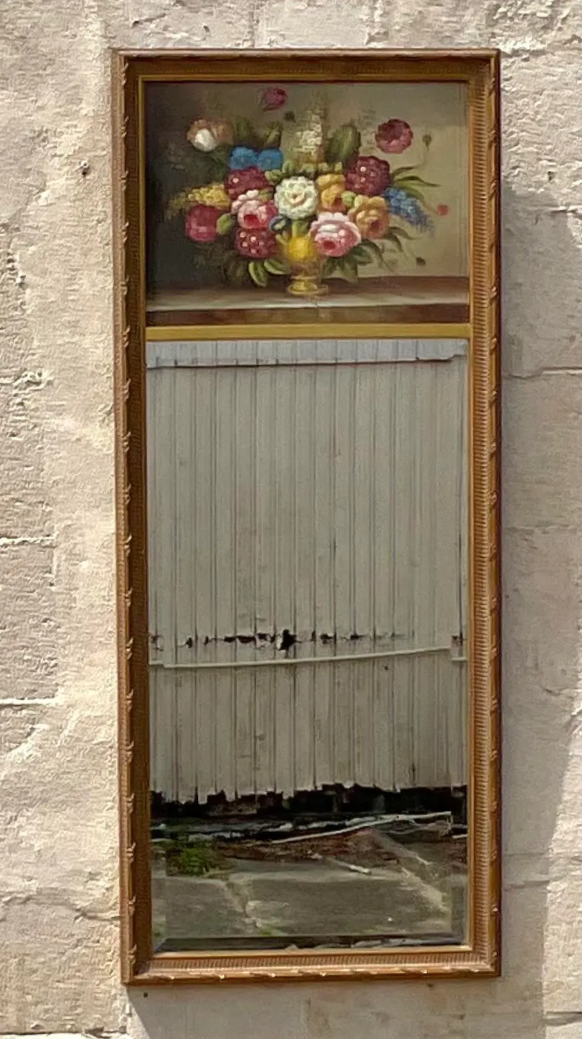 Vintage Regency Floral Trumeau Mirror - Detail view