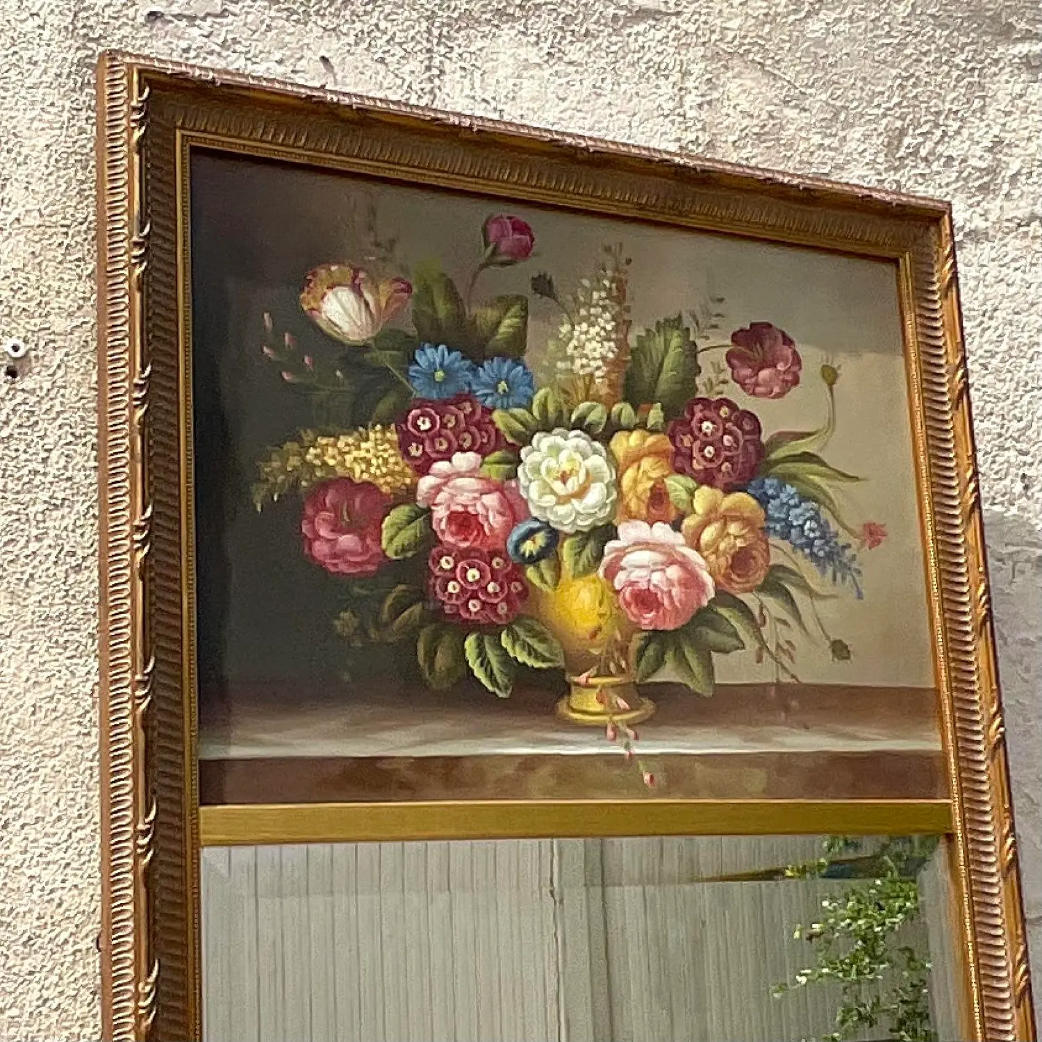 Vintage Regency Floral Trumeau Mirror - Top view