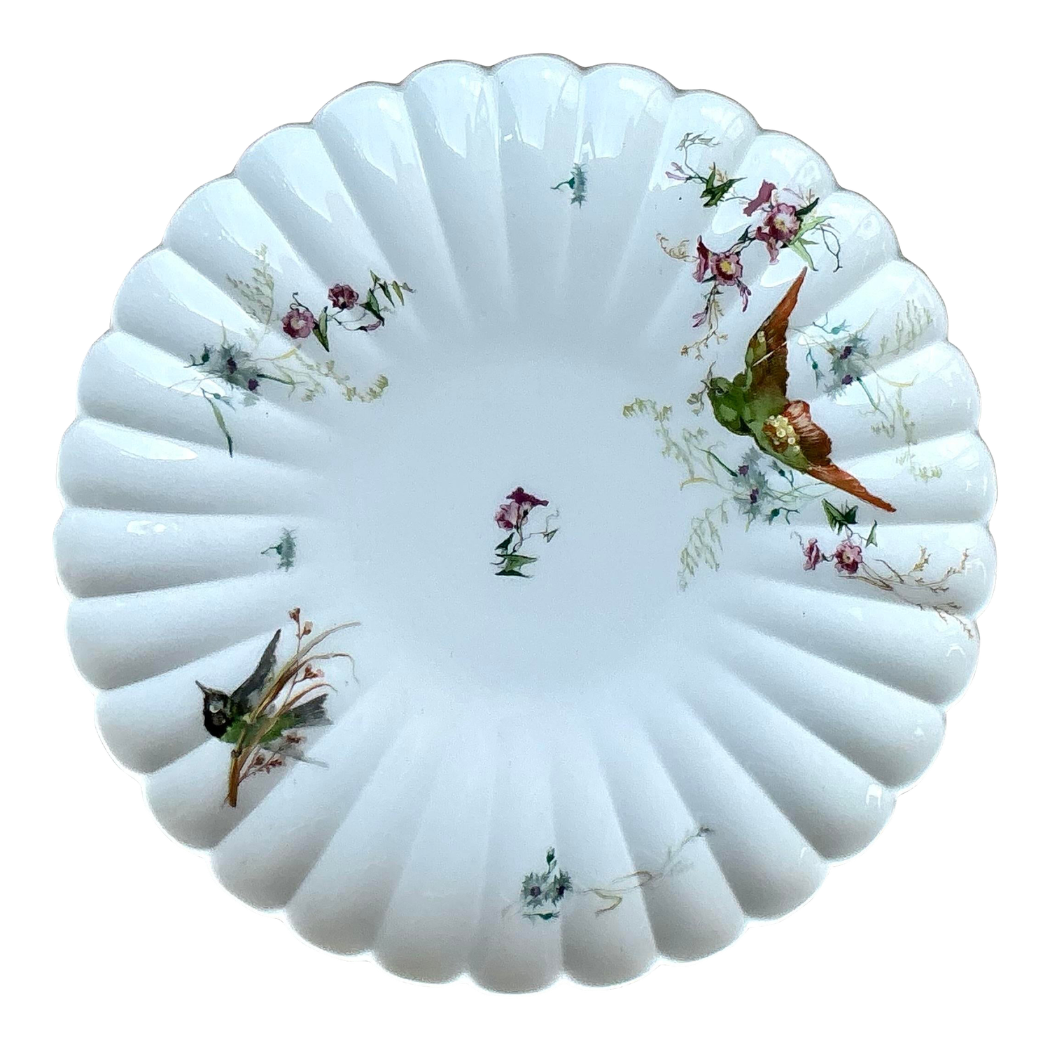 Vintage Regency Fluted Birds Cake Plate - Detail view