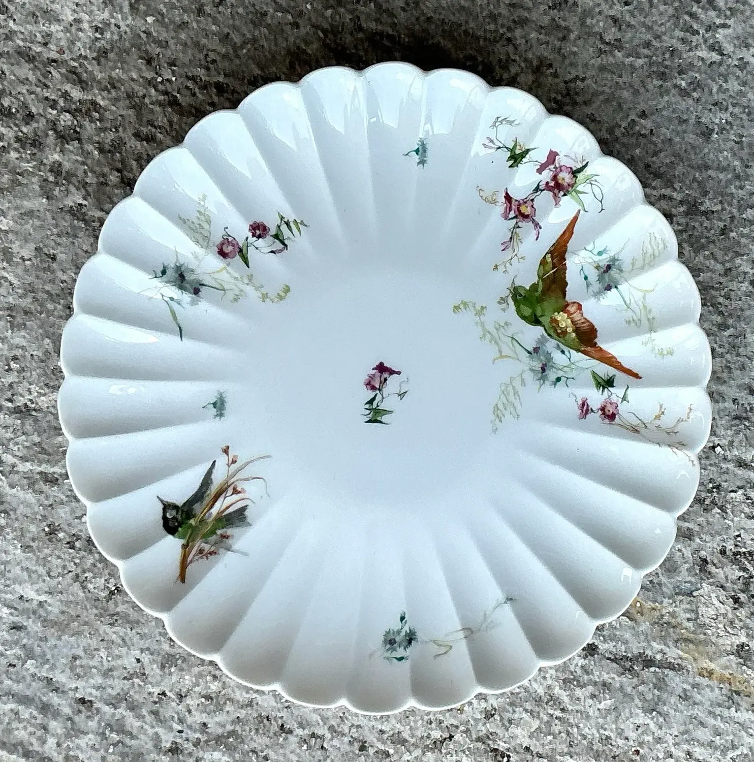 Vintage Regency Fluted Birds Cake Plate - Top view