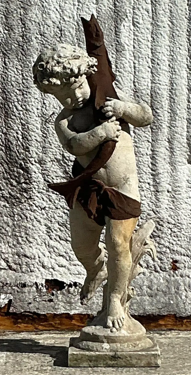 Vintage Regency French Cement Over Fiberglass Figural Statue - Detail view