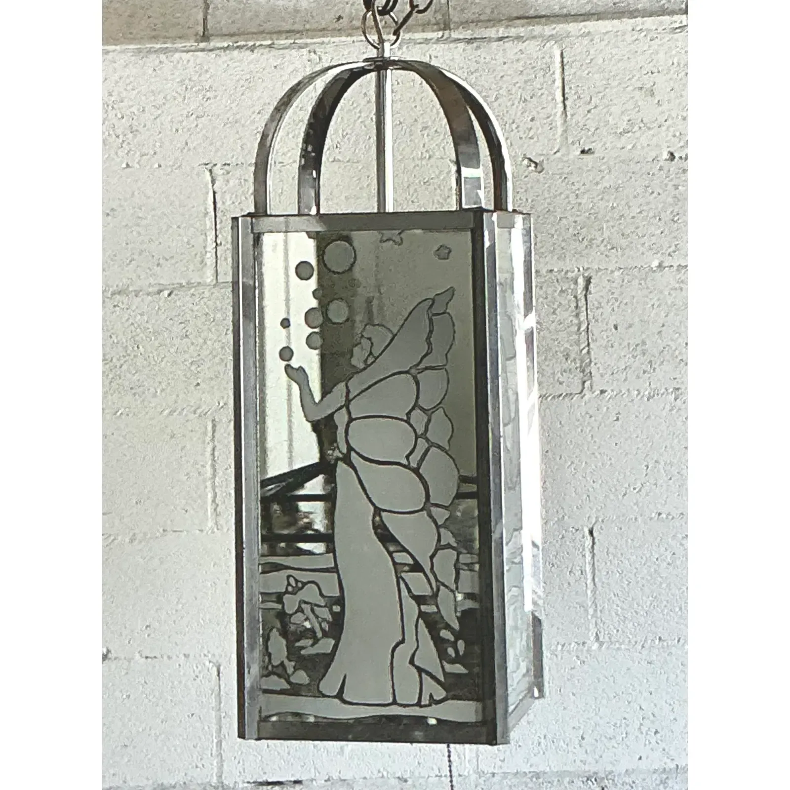 Vintage Regency Frosted Fairy Lantern After Frederick Ramond - Top view