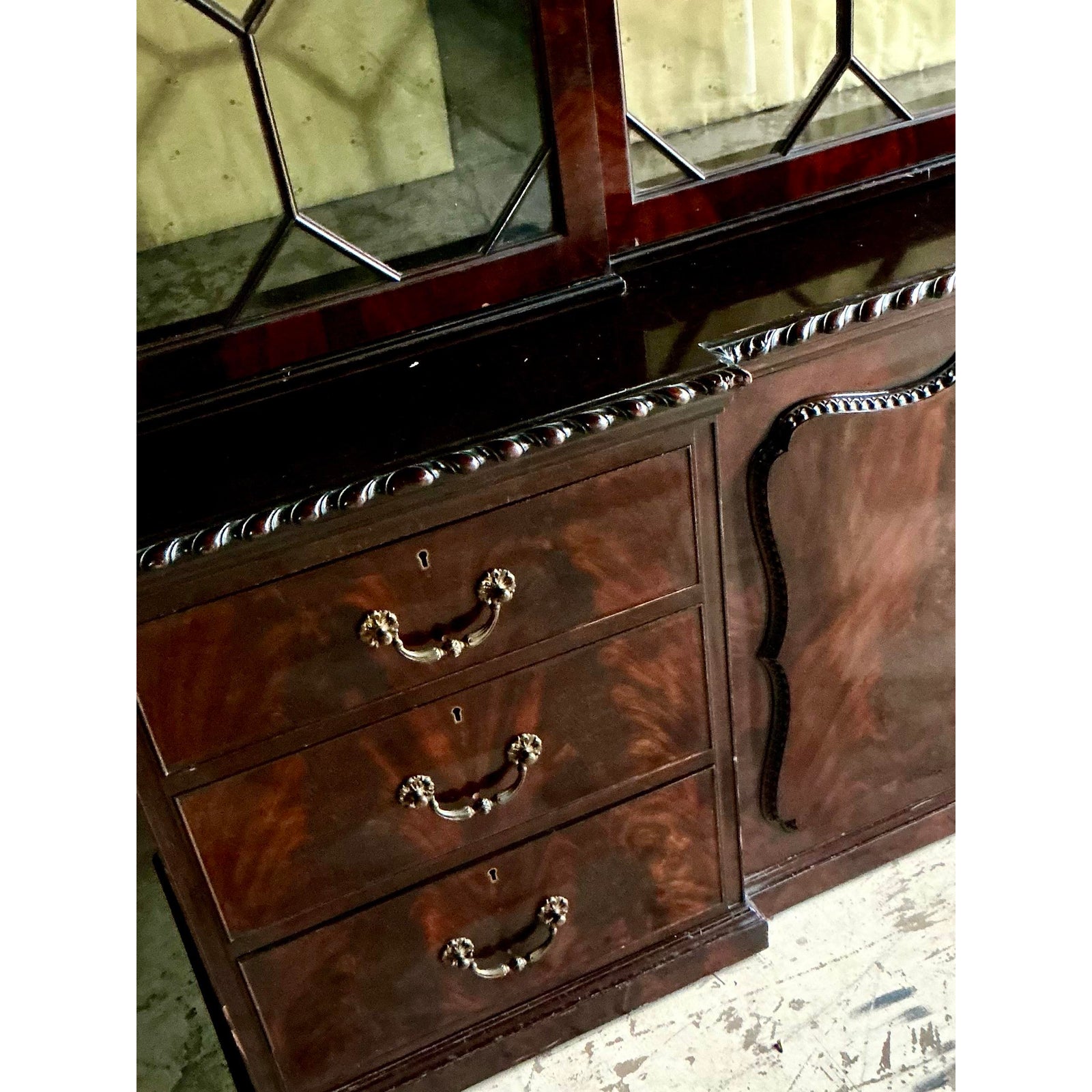 Vintage Regency George III Mahogany Breakfront - Top view