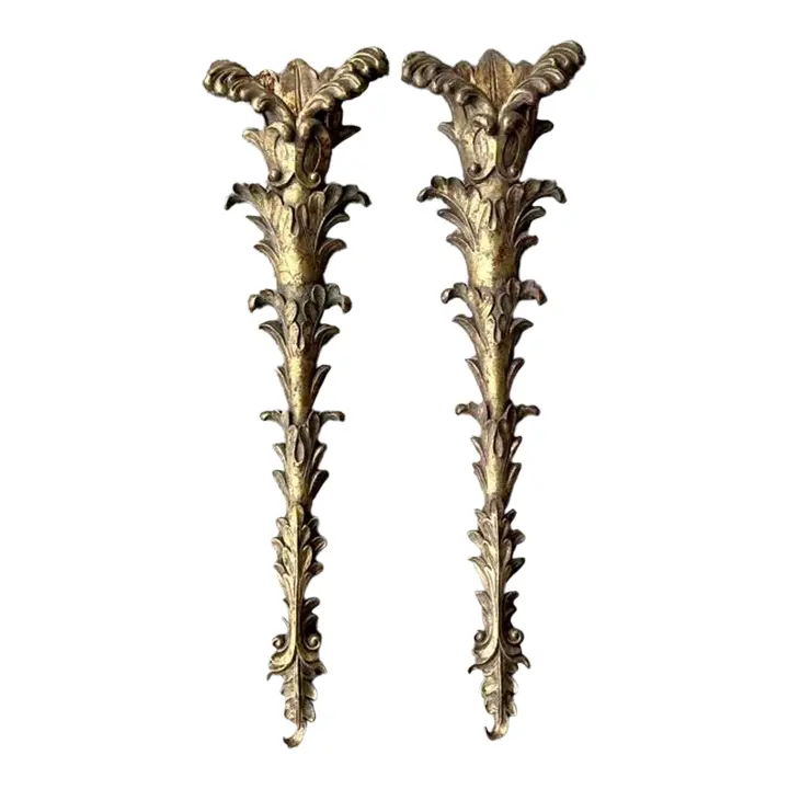 Vintage Regency Gesso Over Plaster Wall Pockets - a Pair