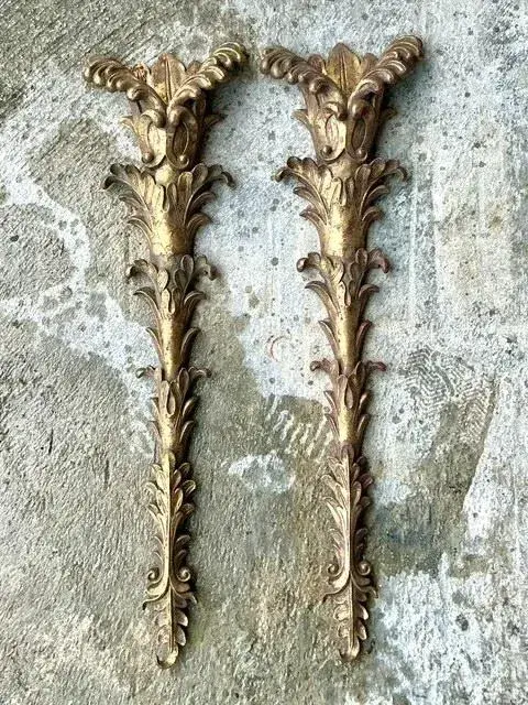 Vintage Regency Gesso Over Plaster Wall Pockets - a Pair - Back view