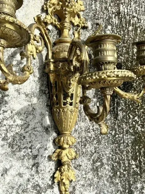Vintage Regency Gilt Candle Sconces - a Pair - Top view