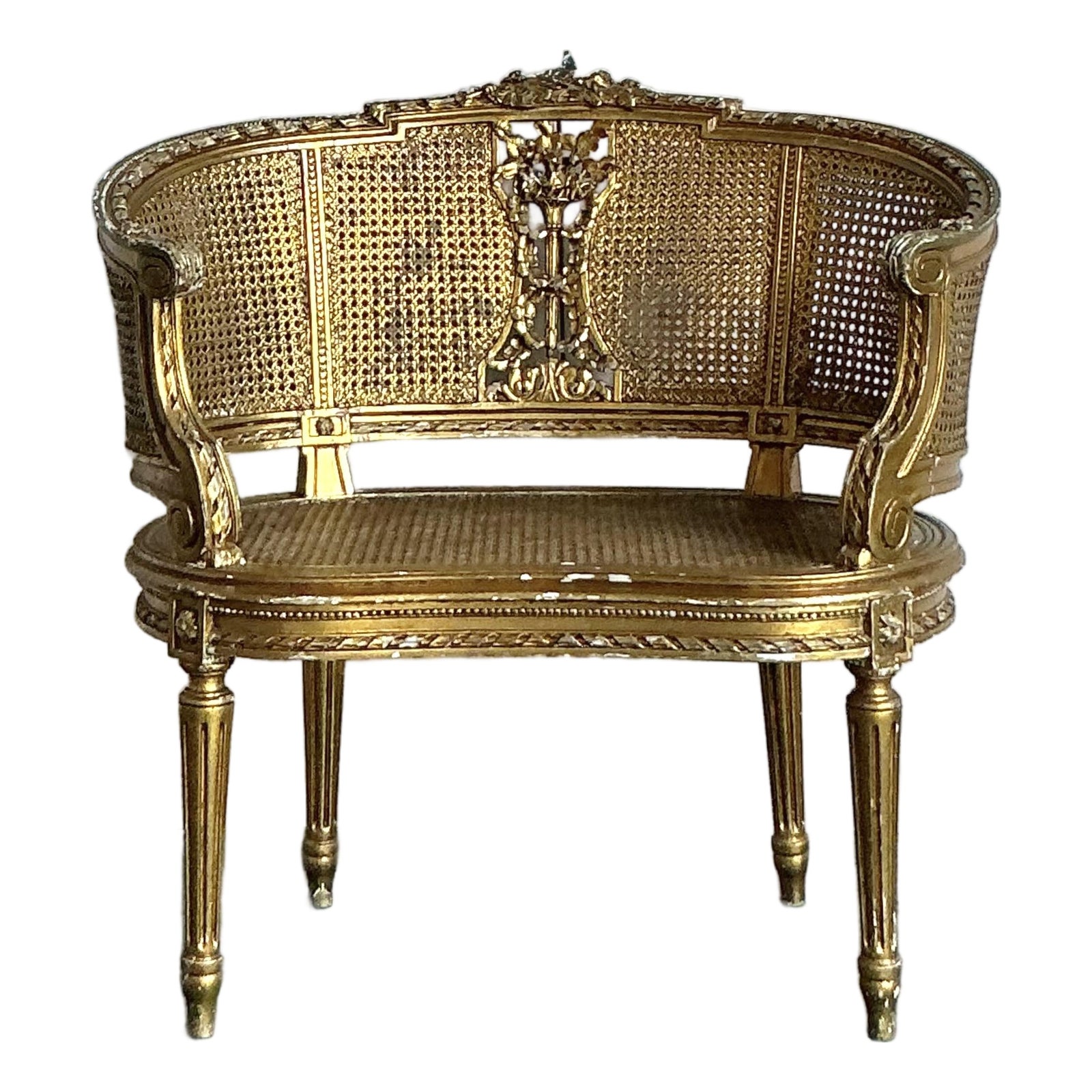 Vintage Regency Gilt Caned Chair