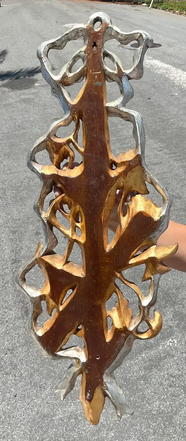 Vintage Regency Gilt Carved Wood Candle Sconce - a Pair - Side view