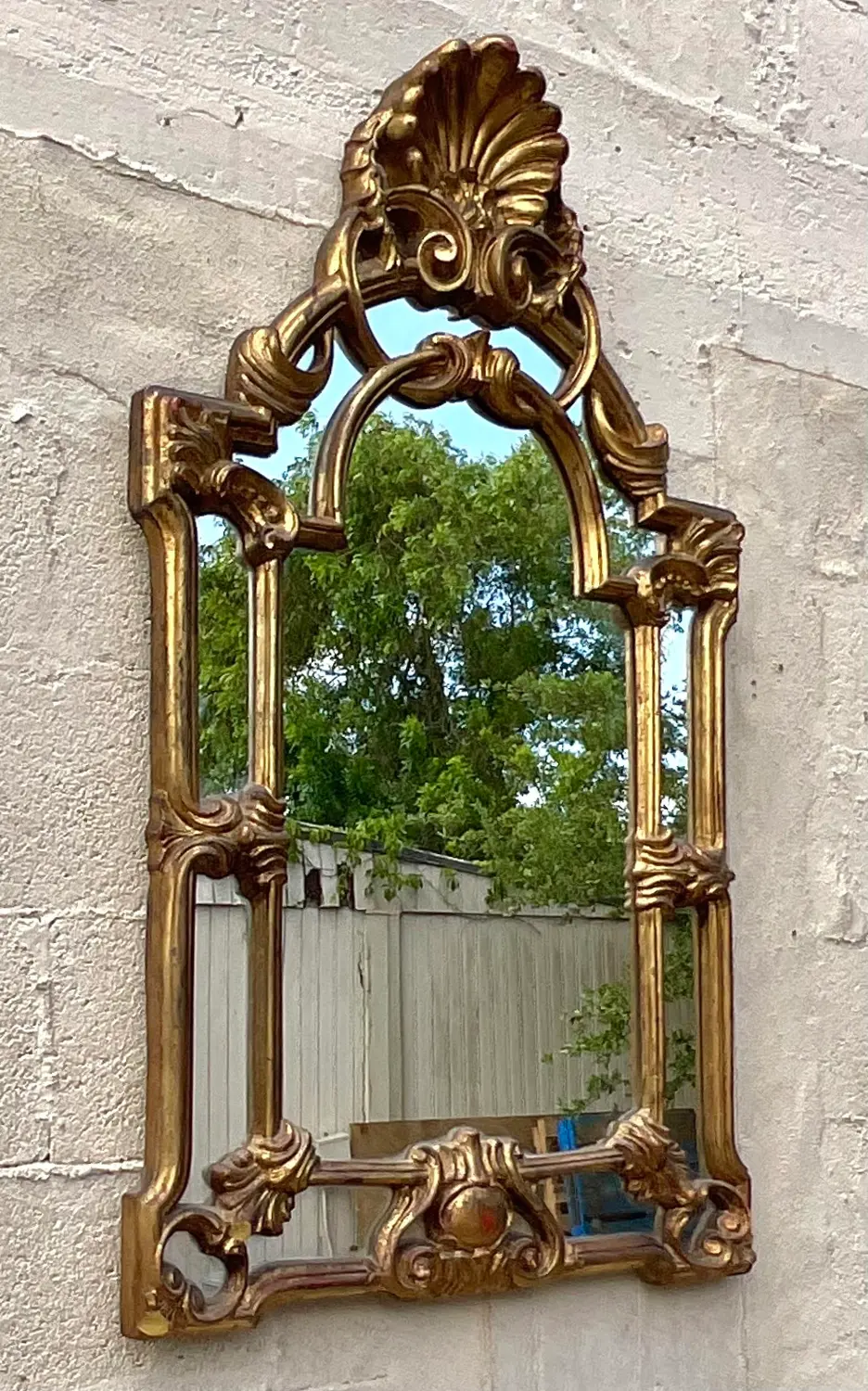 Vintage Regency Gilt Clam Shell Mirror - Top view