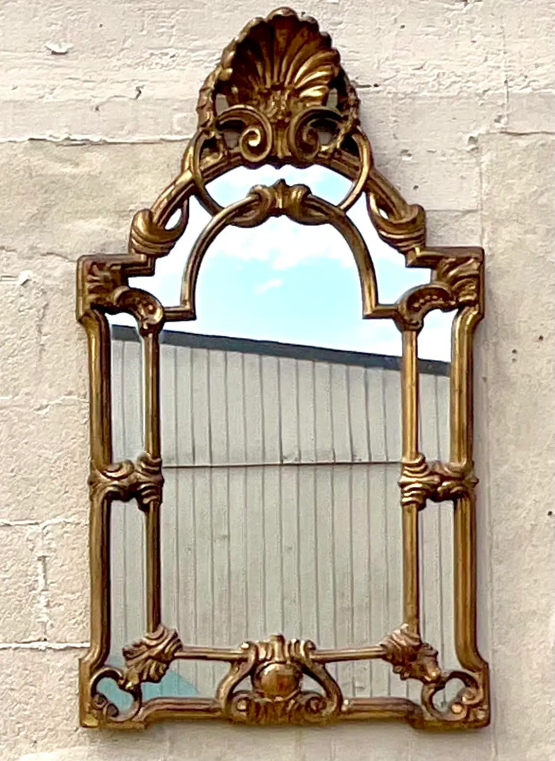 Vintage Regency Gilt Clam Shell Mirror - Back view