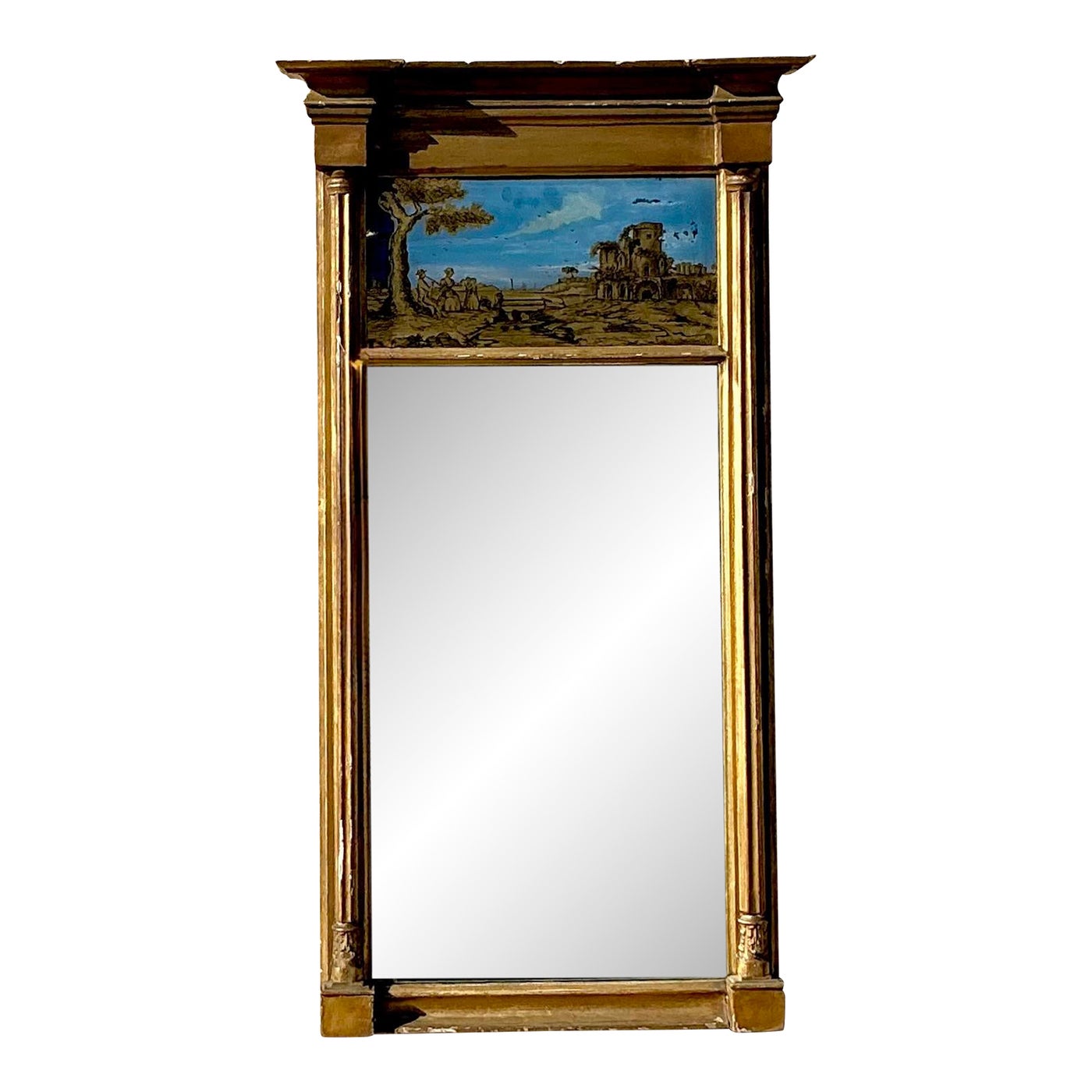 Vintage Regency Gilt Eglomise Mirror - Detail view
