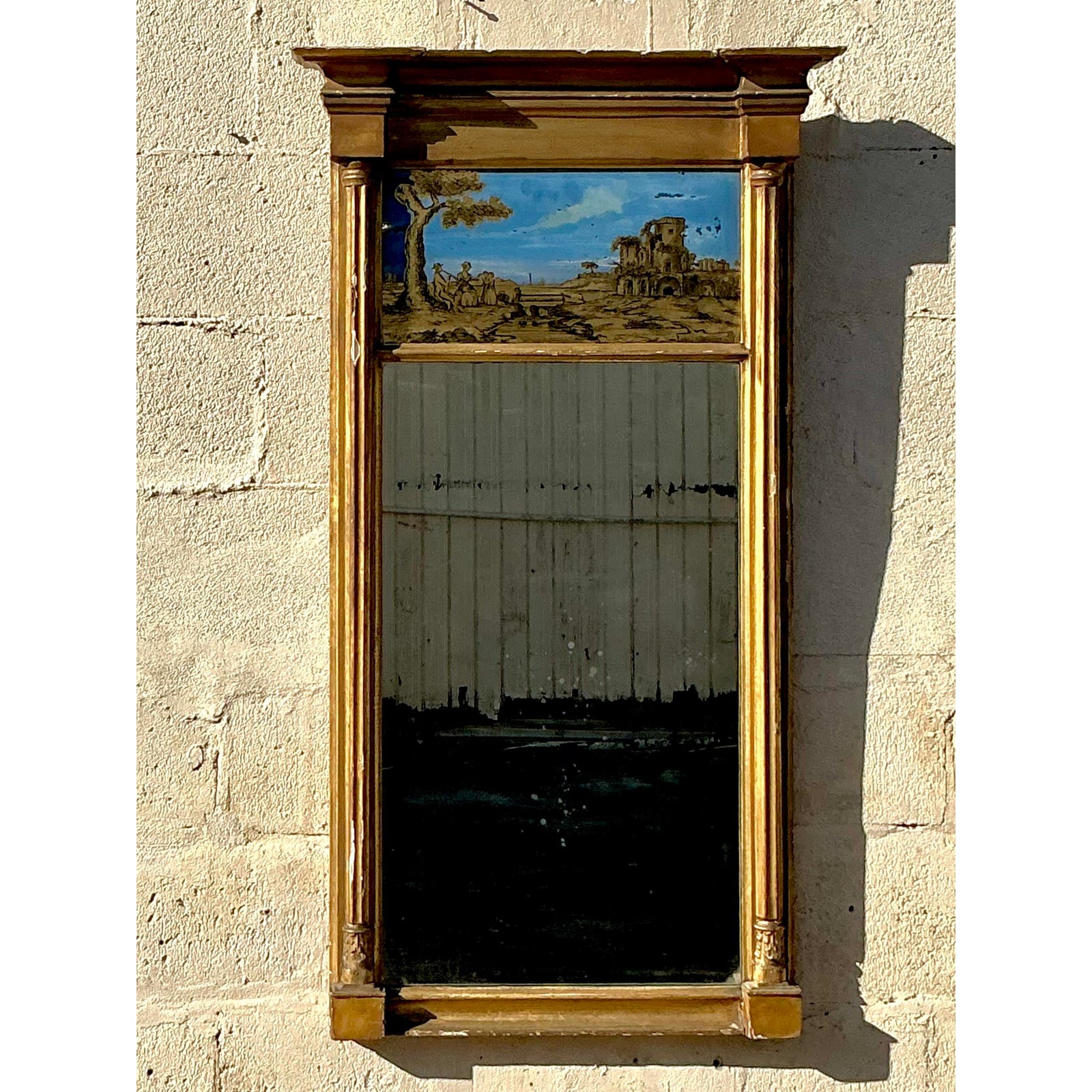 Vintage Regency Gilt Eglomise Mirror - Side view
