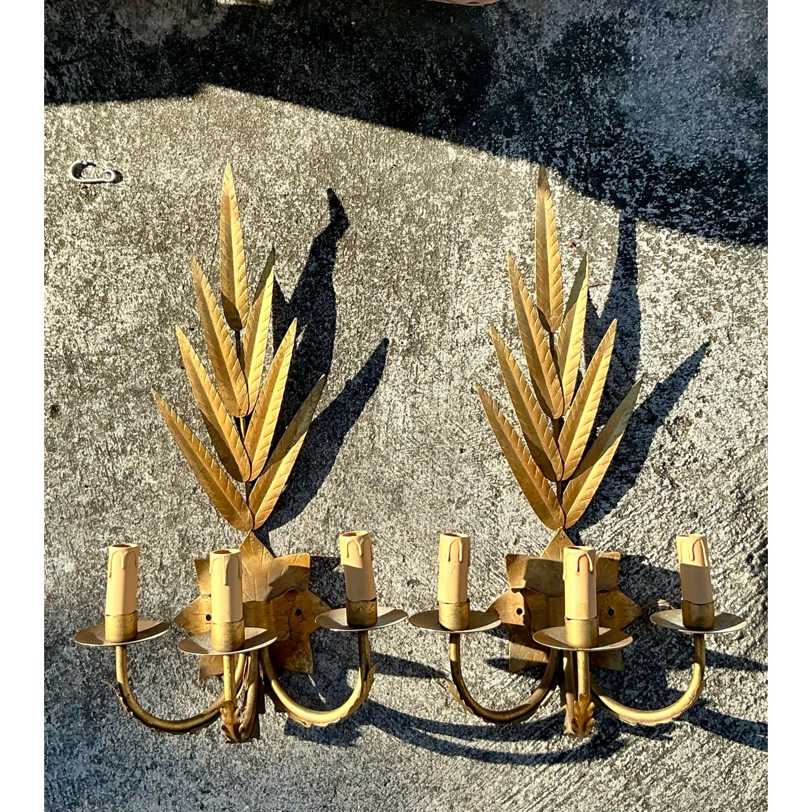 Vintage Regency Gilt Leaf Sconce - A Pair - Back view