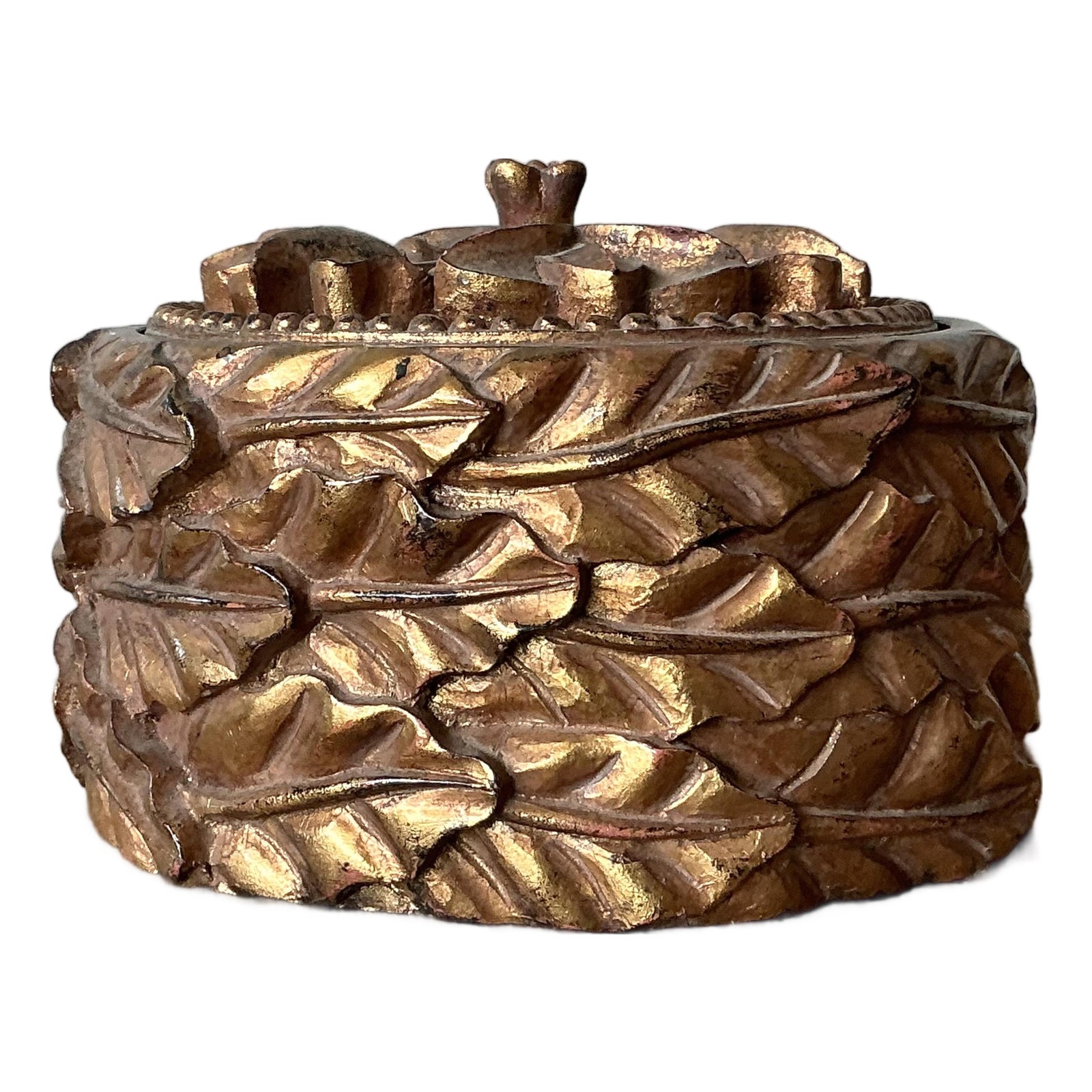 Vintage Regency Gilt Leaves Lidded Bowl