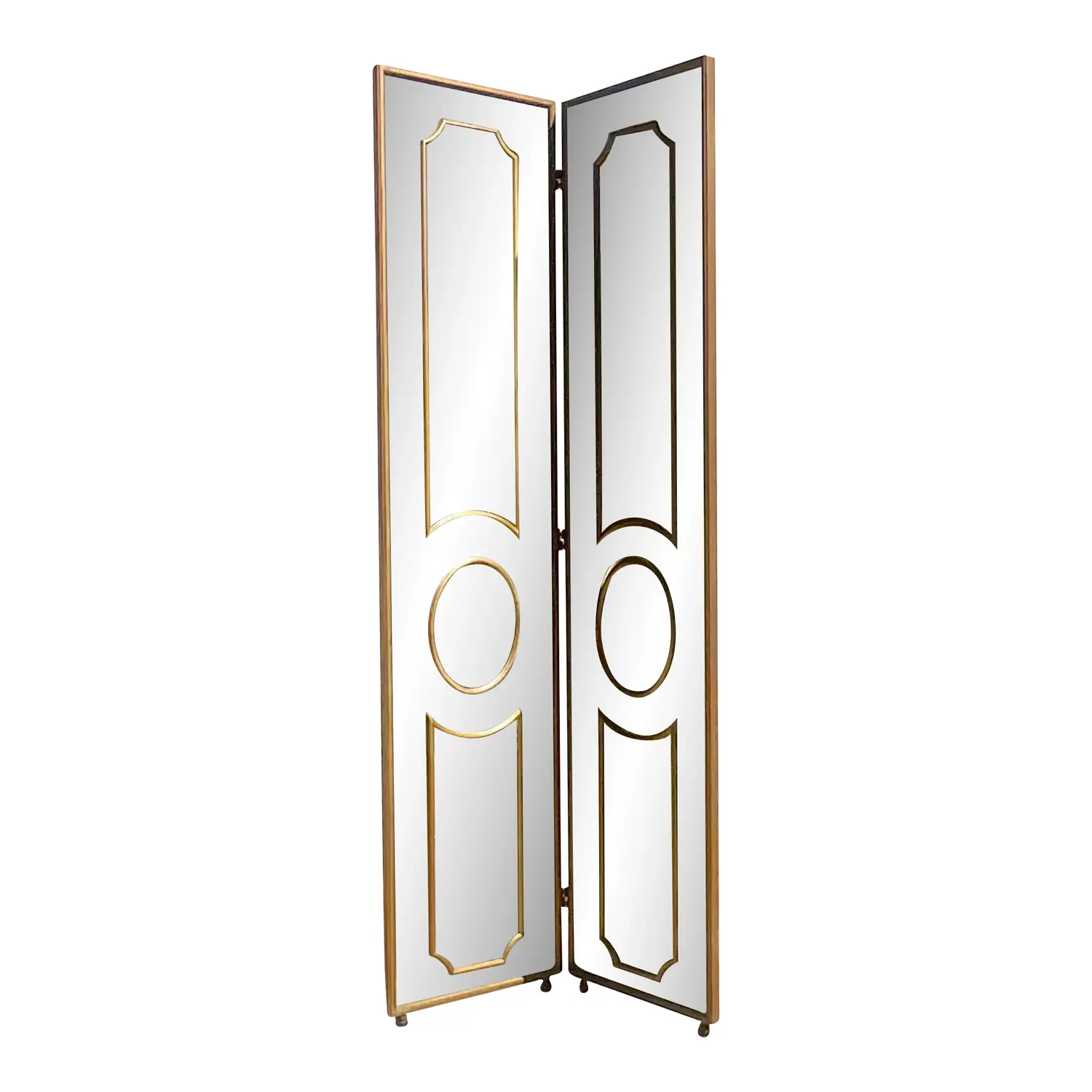 Vintage Regency Gilt Mullion Smoked Mirror Folding Screen