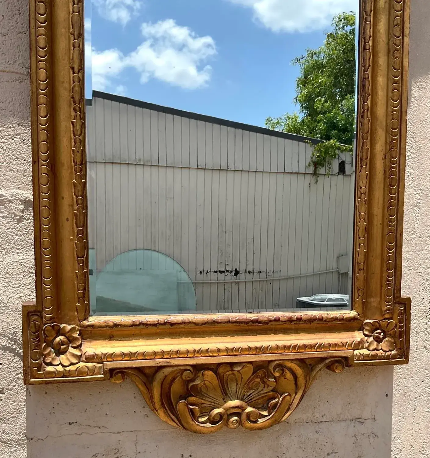 Vintage Regency Gilt Pediment Mirror - Top view