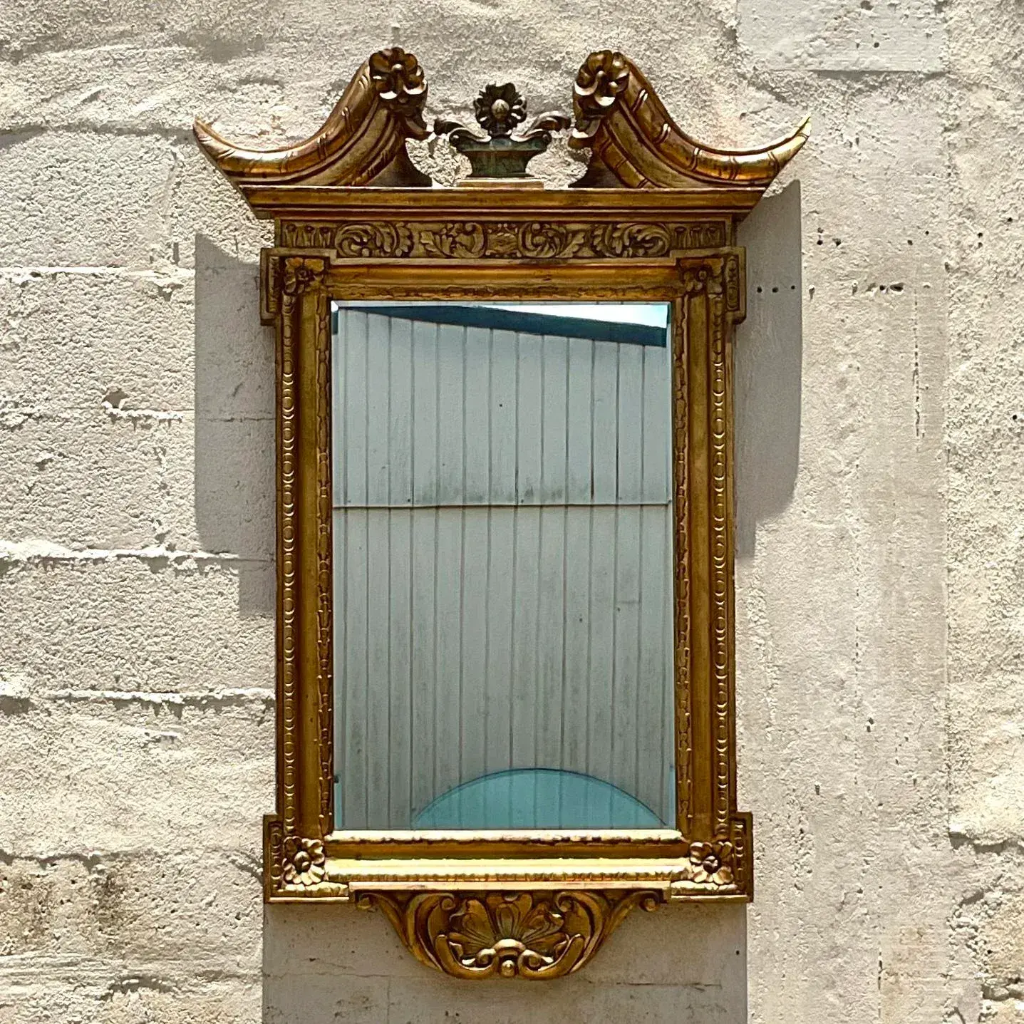 Vintage Regency Gilt Pediment Mirror - Side view