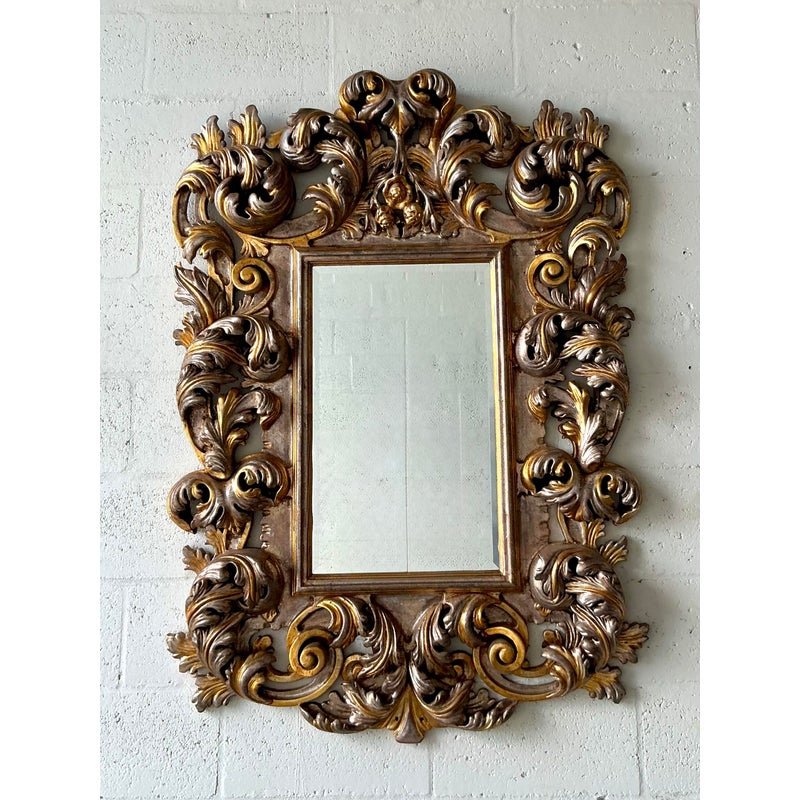 Vintage Regency Gilt Scroll Mirror - Detail view