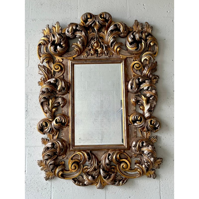 Vintage Regency Gilt Scroll Mirror - Top view