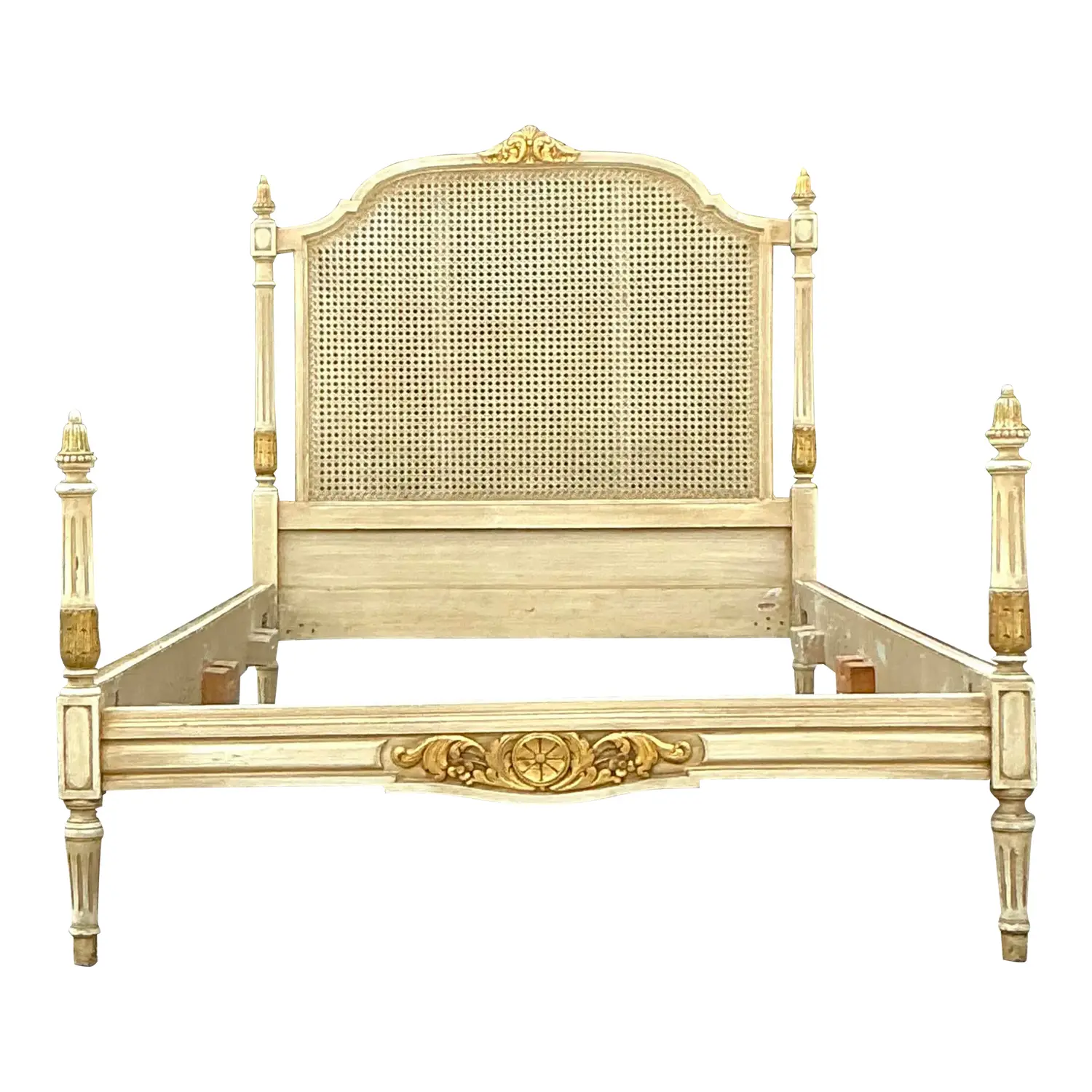 Vintage Regency Gilt Tipped Cane Twin Bedframe