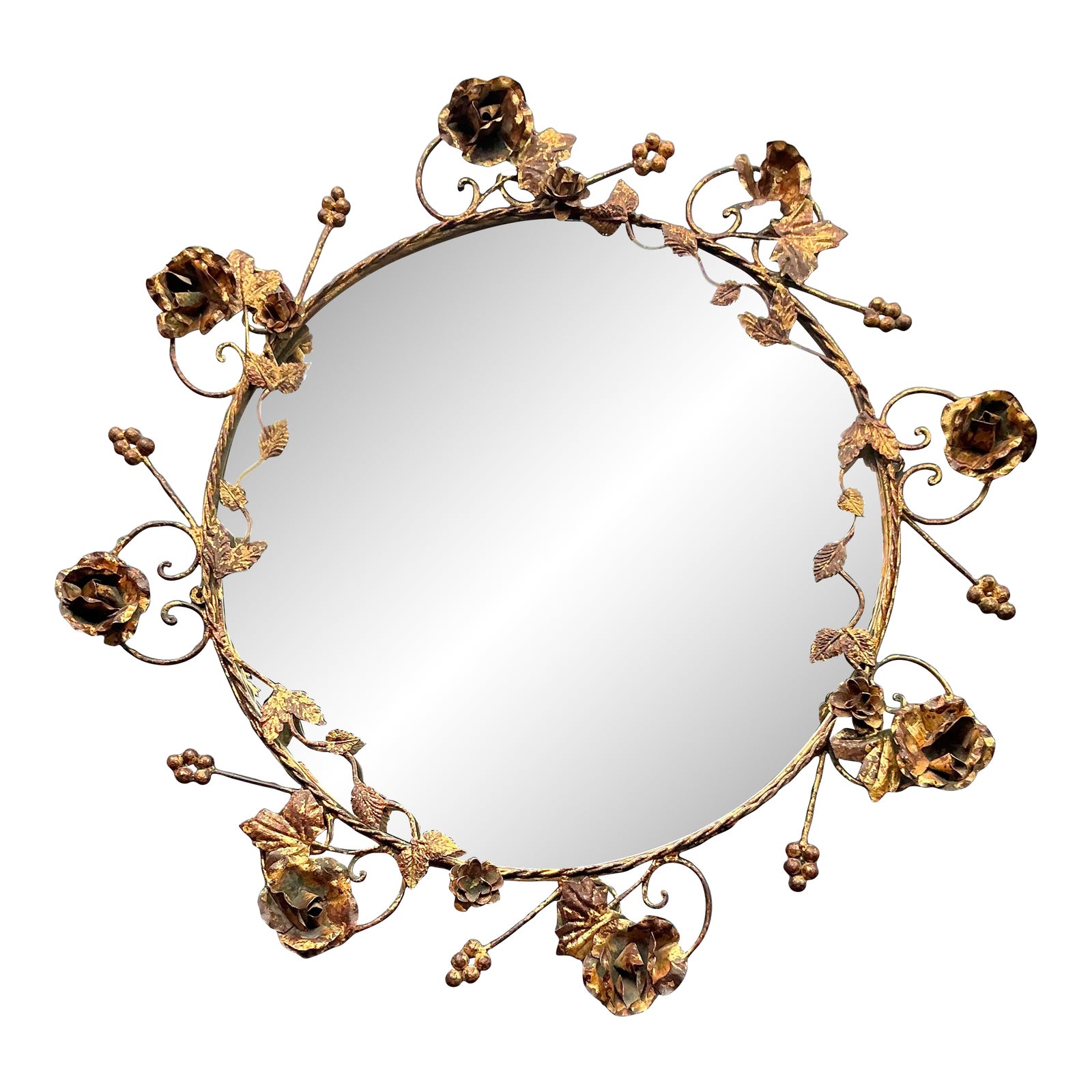 Vintage Regency Gilt Tipped Rose Vine Mirror