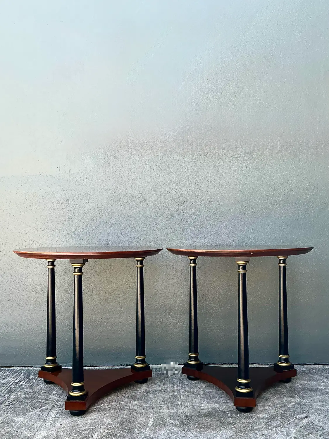 Vintage Regency Gilt Tipped Side Tables - A Pair - Top view