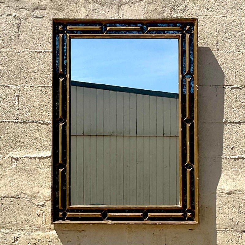 Vintage Regency Gilt Tipped Smoked Glass Frame Mirror - Detail view