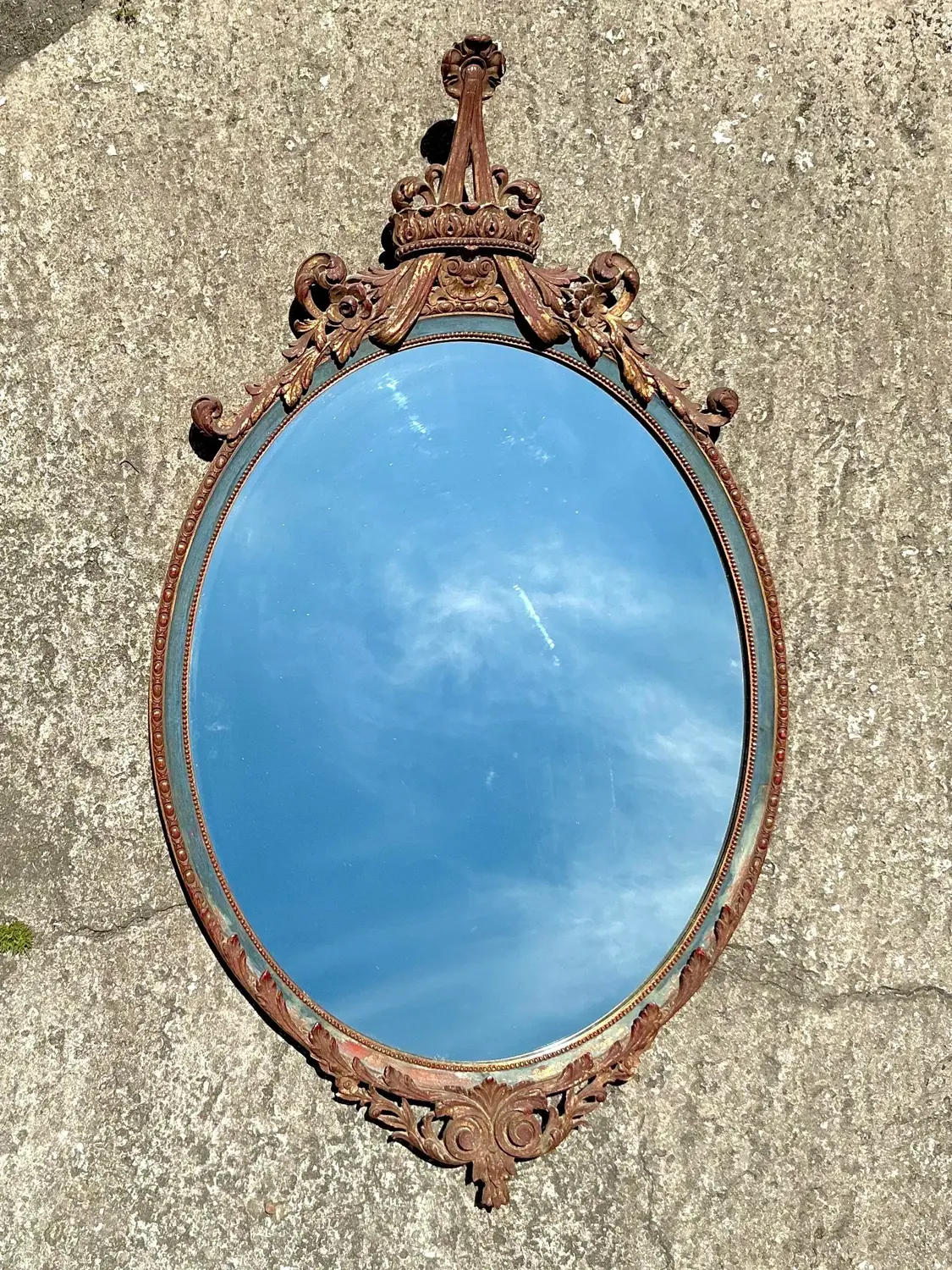 Vintage Regency Gilt Tipped Swag Mirror - Side view