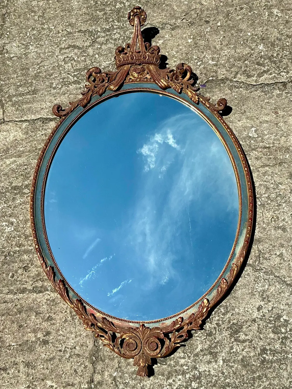 Vintage Regency Gilt Tipped Swag Mirror - Back view