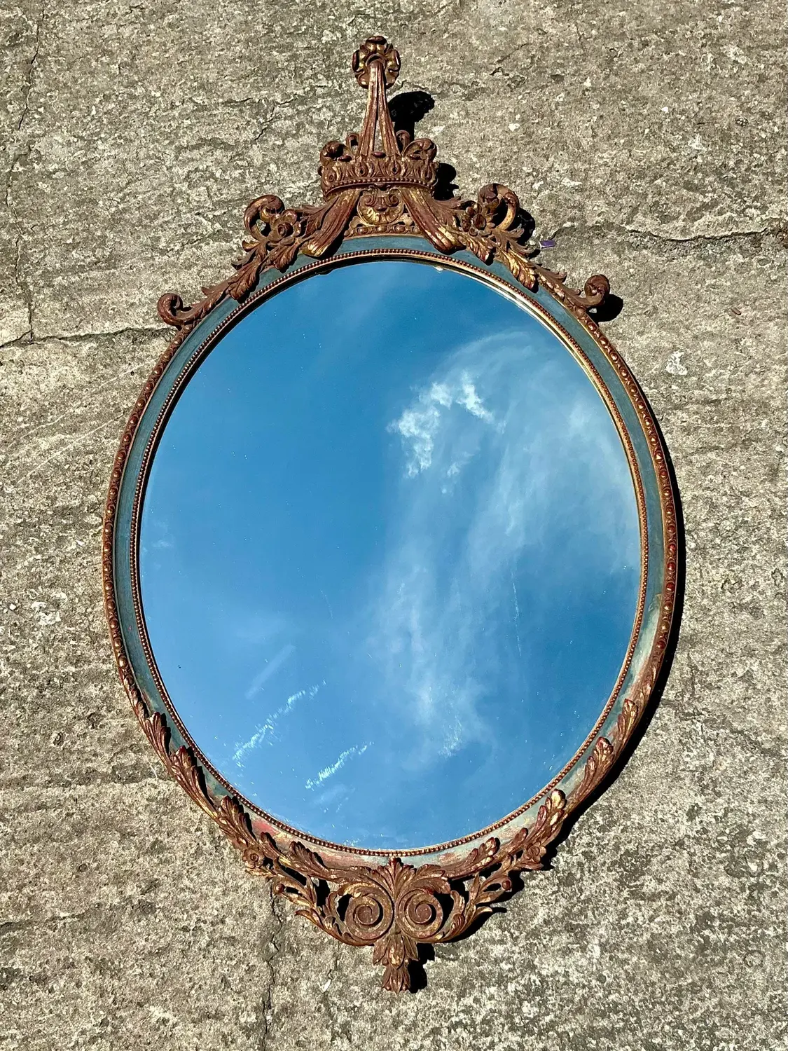 Vintage Regency Gilt Tipped Swag Mirror - Top view