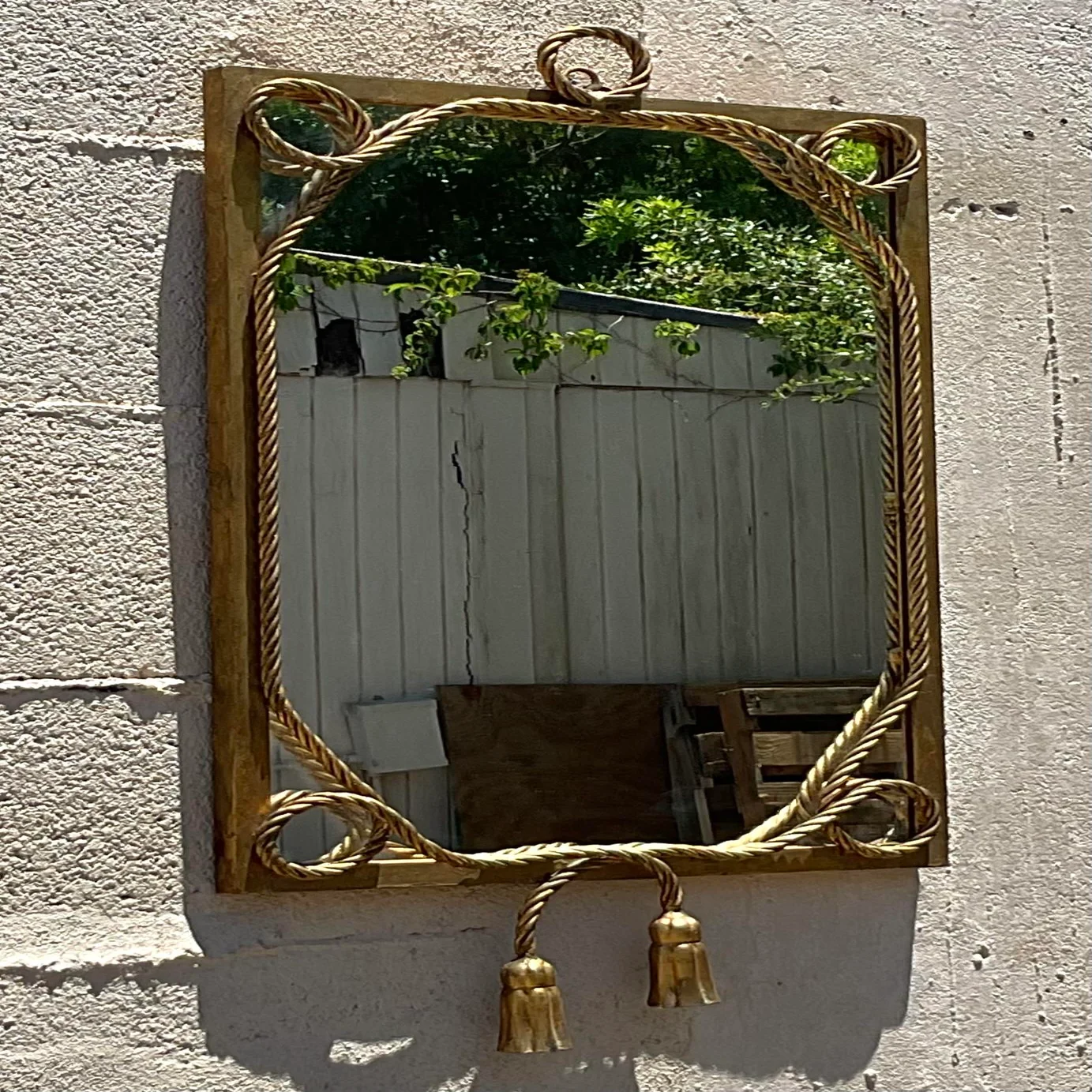 Vintage Regency Gilt Twisted Rope and Tassel Mirror - Detail view