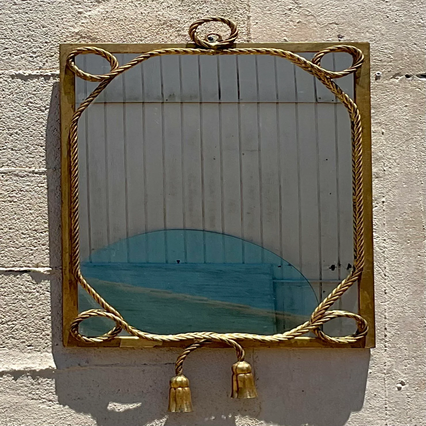 Vintage Regency Gilt Twisted Rope and Tassel Mirror - Back view