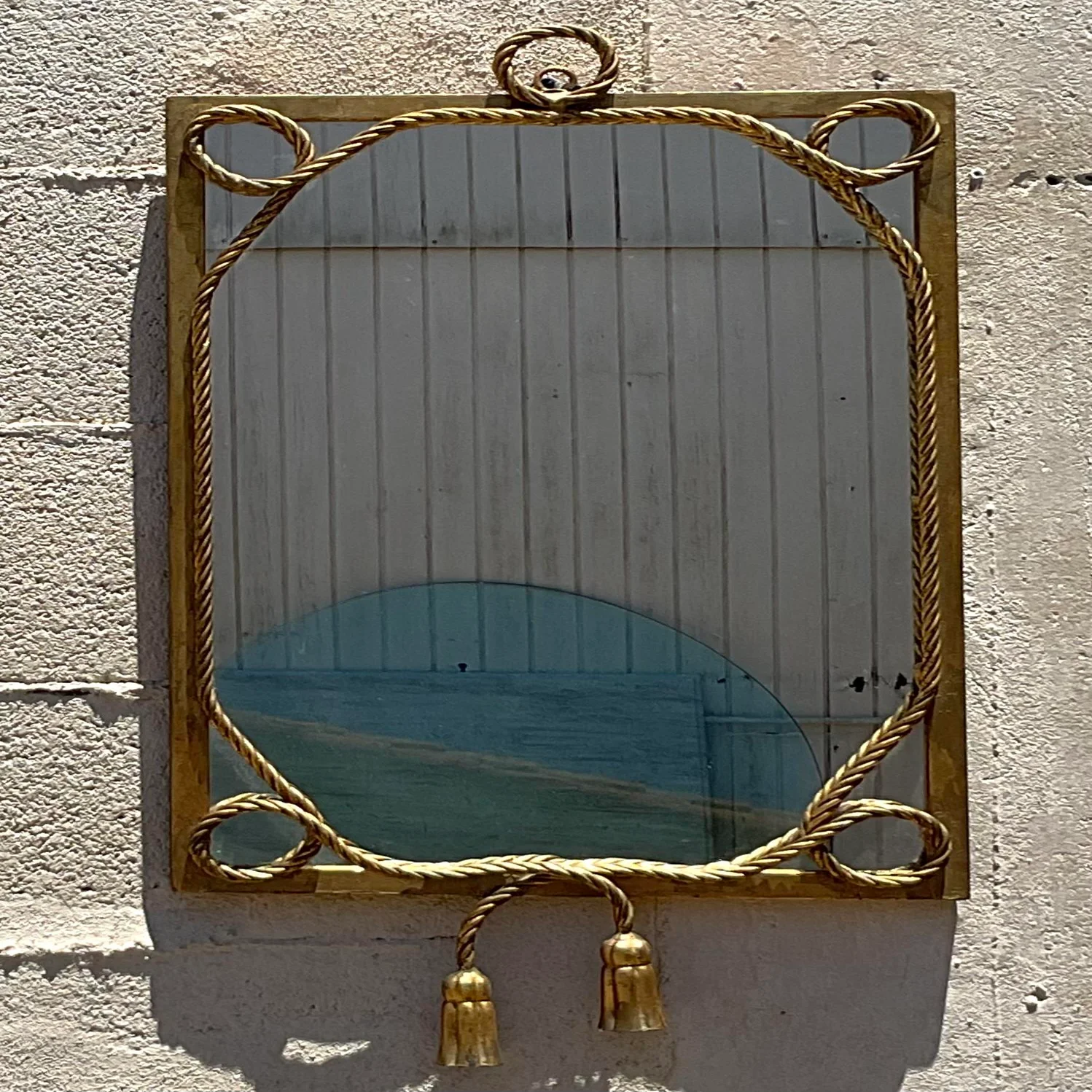 Vintage Regency Gilt Twisted Rope and Tassel Mirror - Top view