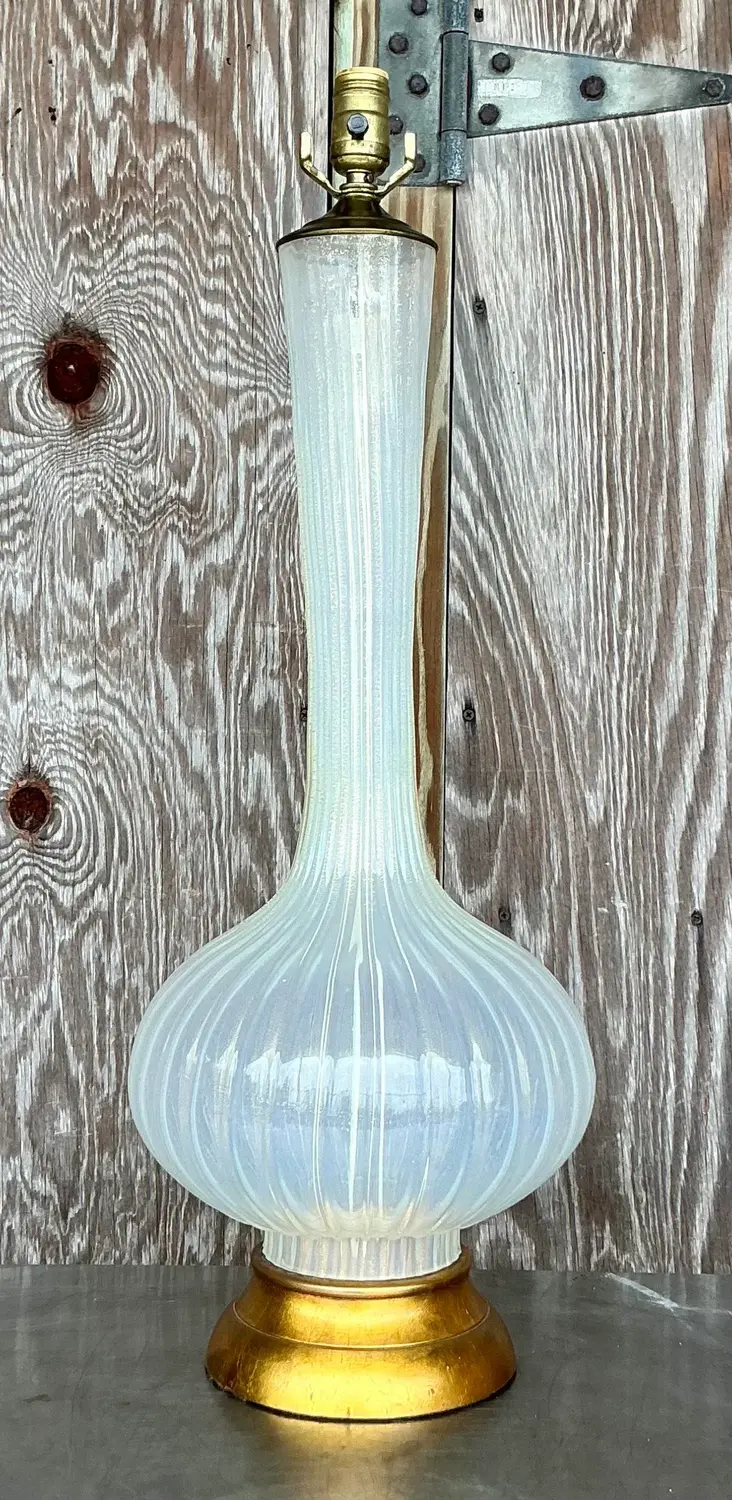 Vintage Regency Glass Lamp After Murano - Side view
