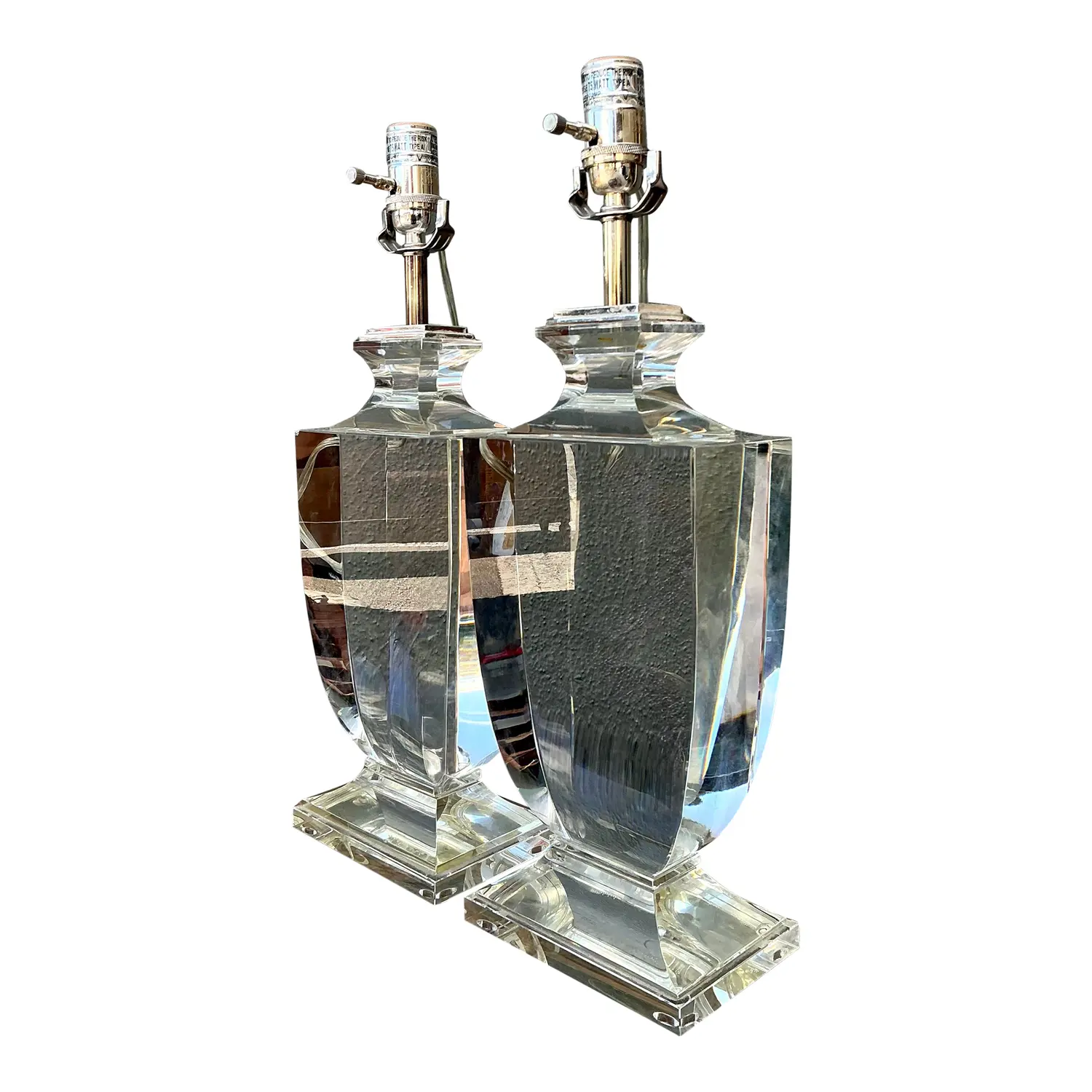 Vintage Regency Glass Lamps - A Pair