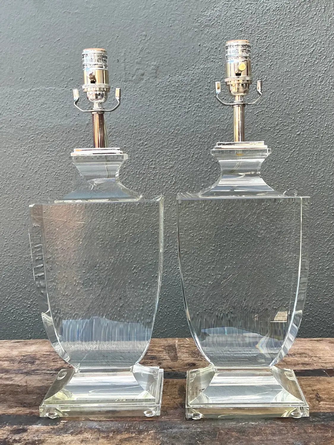 Vintage Regency Glass Lamps - A Pair - Side view
