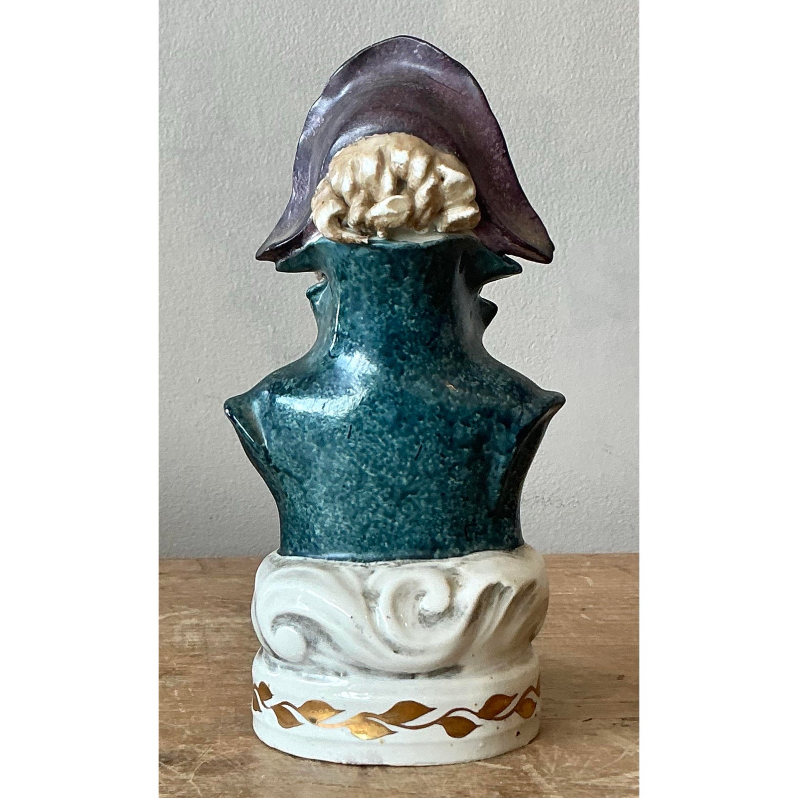 Vintage Regency Glazed Porcelain Bust of Officer - Detail view