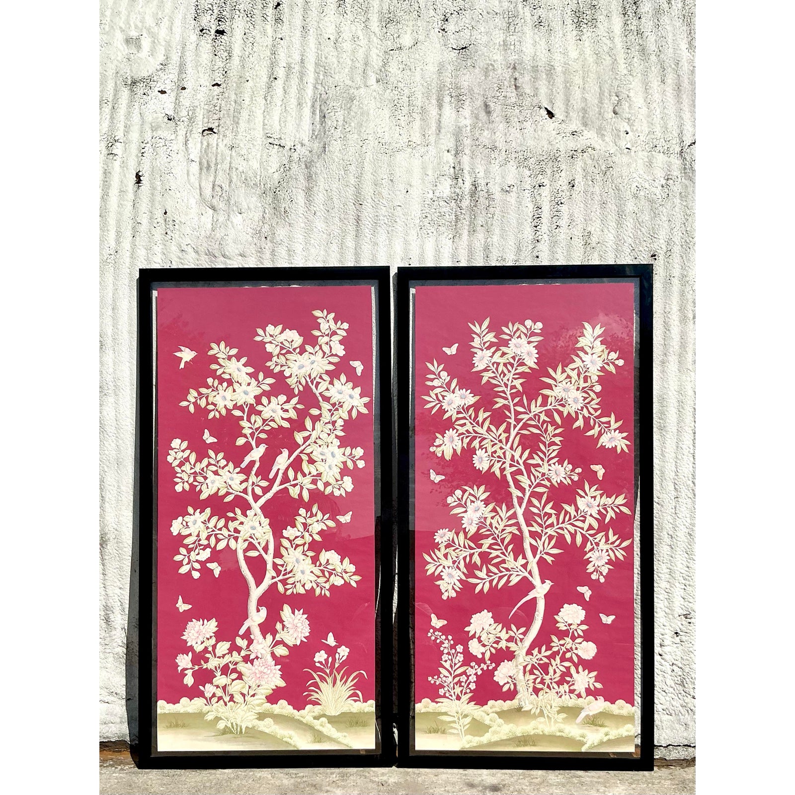 Vintage Regency Gracie Paper Panels - A Pair - Side view
