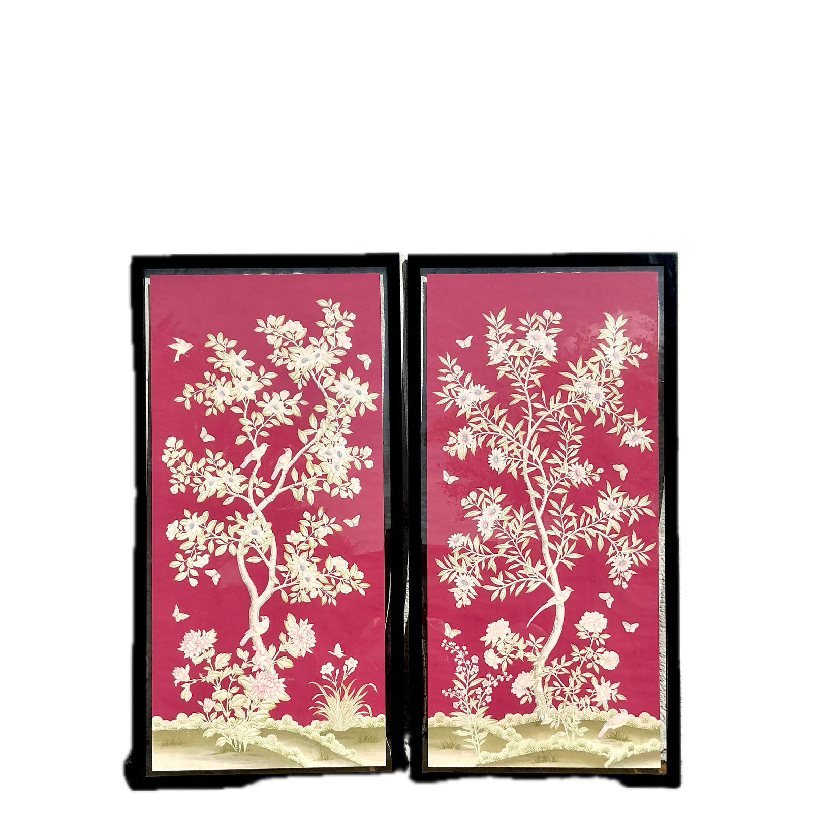 Vintage Regency Gracie Paper Panels - A Pair - Detail view
