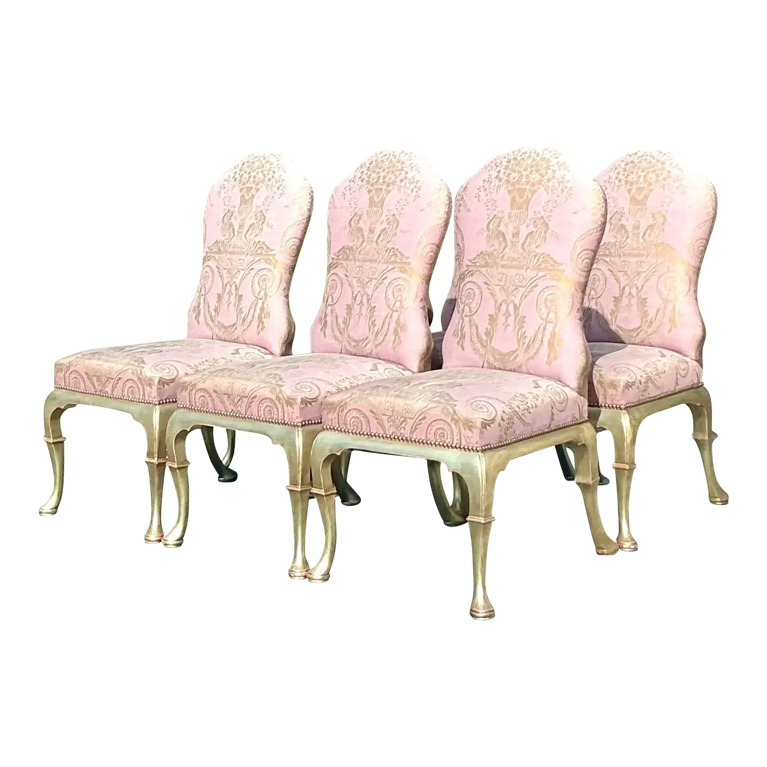 Vintage Regency Gregorius Pineo Dining Chairs in Fortuny Upholstery - Set of 6